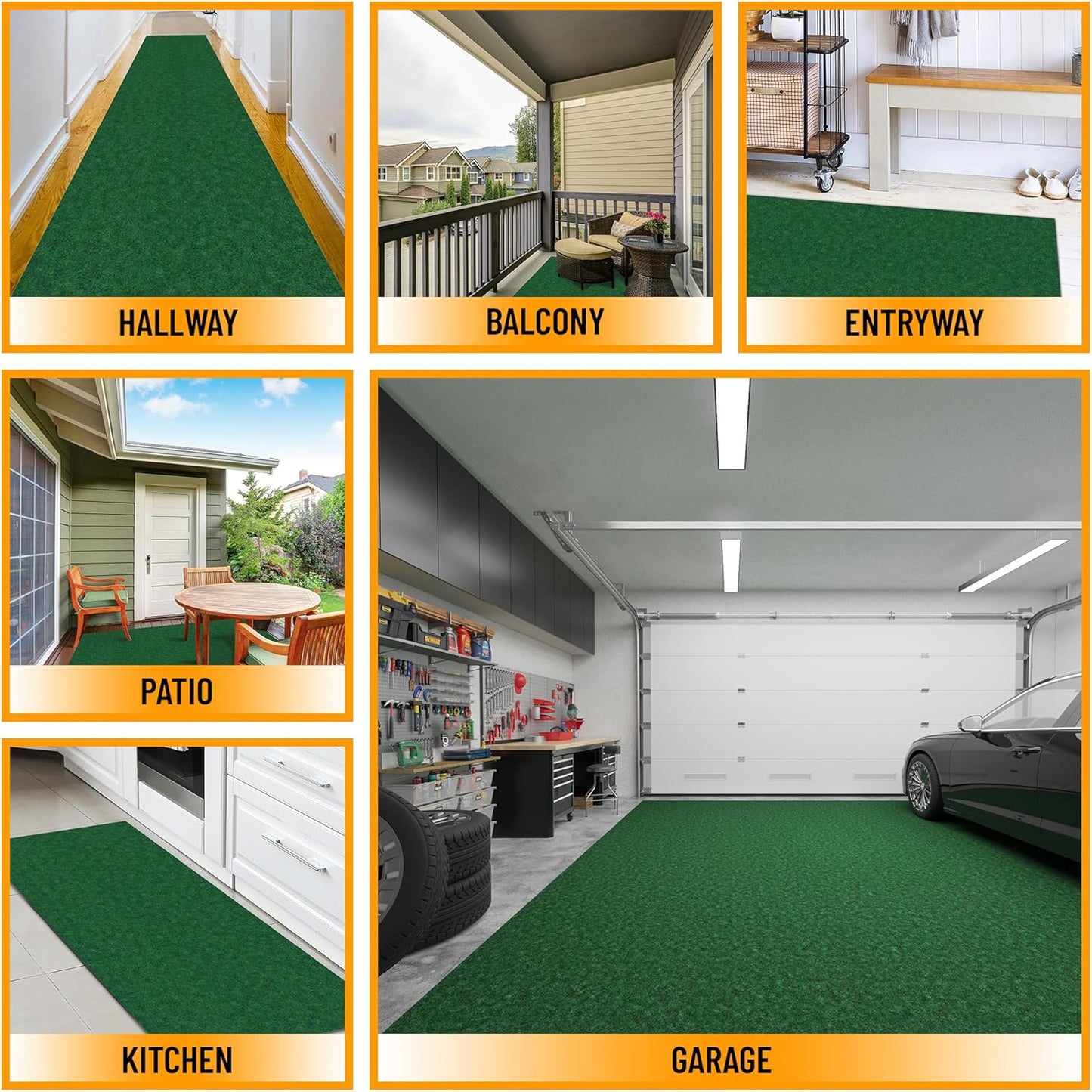 Ottomanson Mud Mat 2' x 2' Entryway Rug - Non-Slip Scraper Doormat for Muddy Paws, Dirt Trapping Indoor/Outdoor Mat for High-Traffic Areas, Kitchen, Garage, Patio, Green