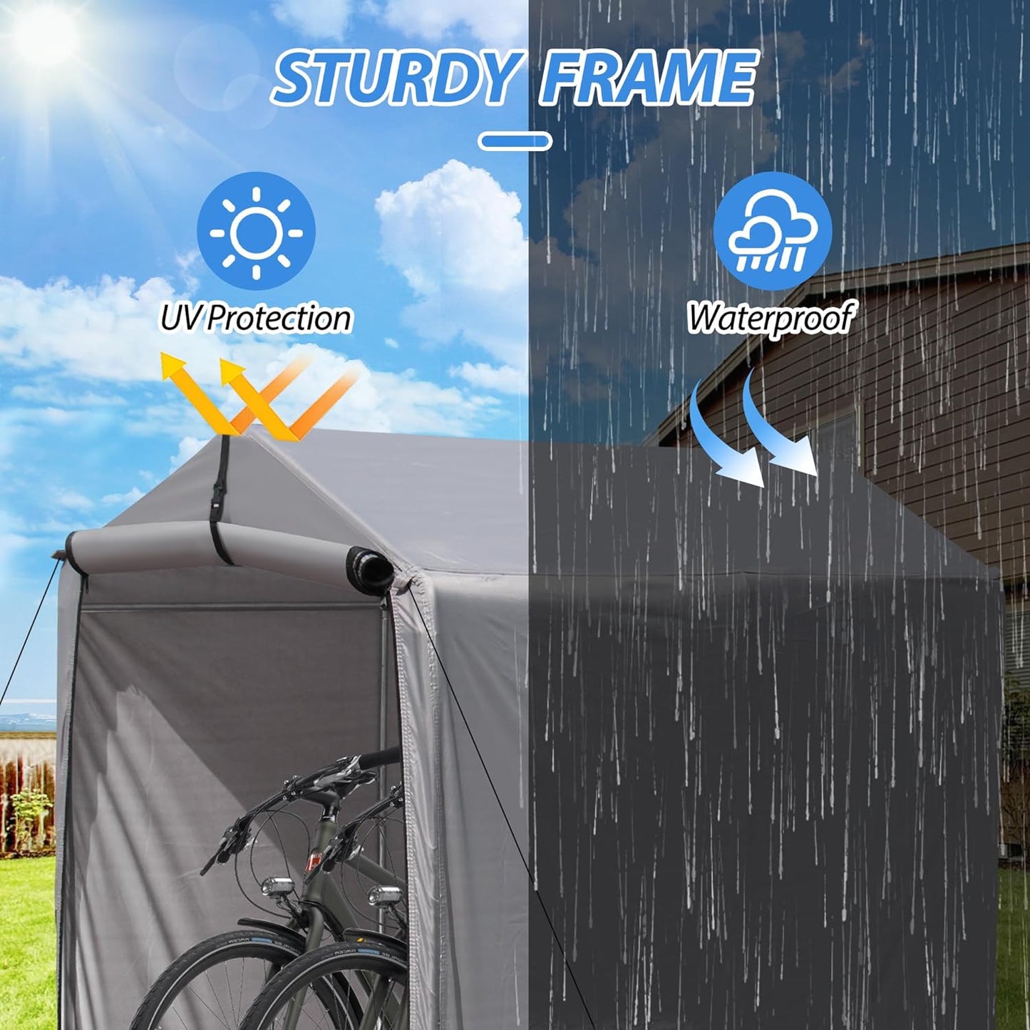 Outdoor Storage Shed 6 x 3Ft Heavy Duty Portable Storage Shelter with Roll-up Zipper Door for Bike, Mower, Garden Storage
