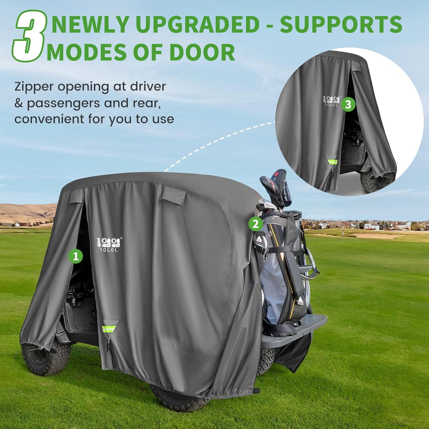 10L0L Heavy Duty Golf Cart Cover for 2/4 Passengers EZGO, Club Car and Yamaha, All Weather Outdoor Protection Weatherproof