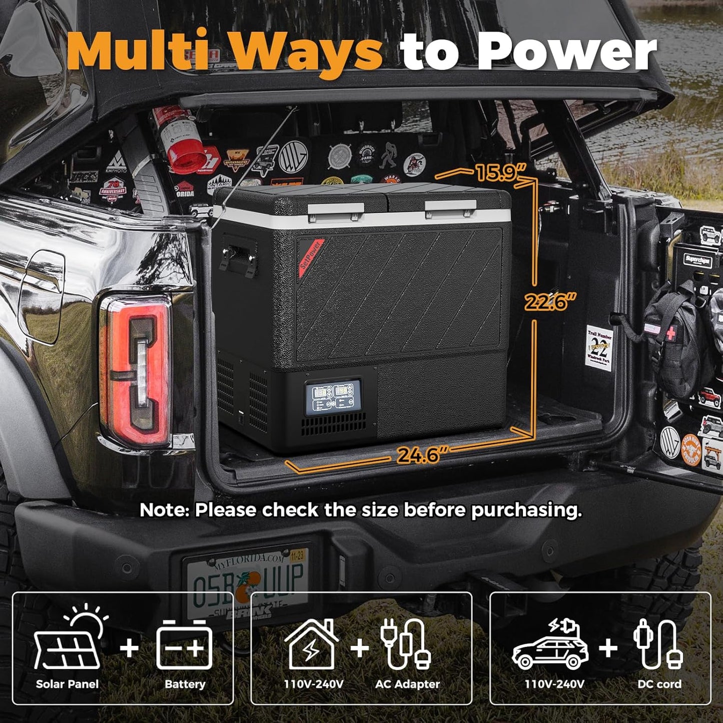 Setpower DT55 Portable Refrigerator with APP Control, 59QT(55L) Dual Zone Fridge Freezer, Electric Coolers for Vehicles AC/DC, Car Refrigerator 12V Portable Fridge