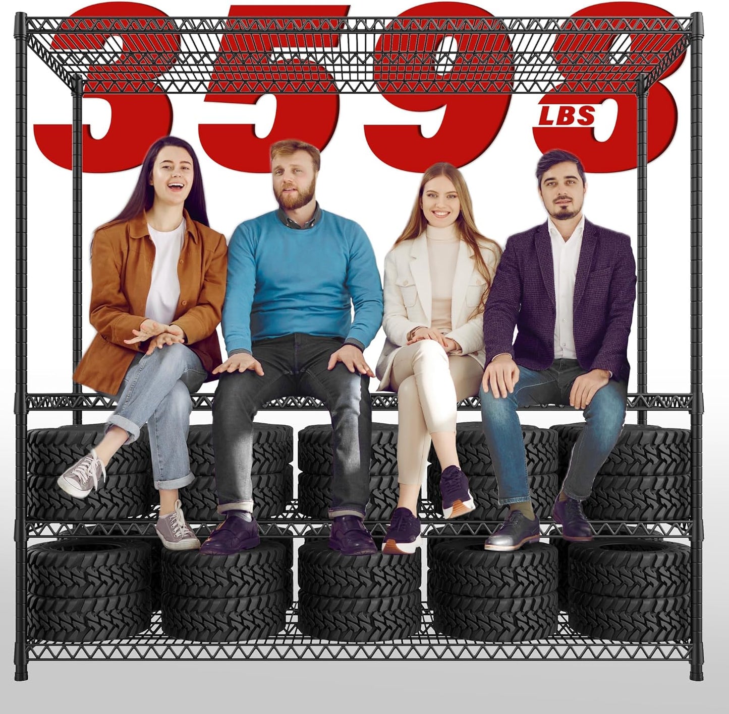 REIBII 60''W X 82.6" H Steel Heavy Duty Wire Shelving Unit with Wheels, 6-Tier Adjustable Storage Shelves 3598LBS Commercial Metal Shelves for Pantry, Garage, College Dorm Industrial Shelving, 2 Pack