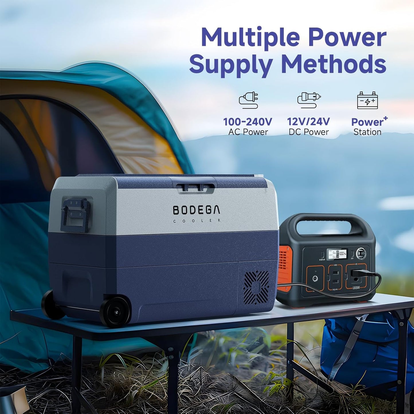 BODEGACOOLER 12 Volt Car Refrigerator,53Quart RV Fridge APP Control, Portable Car Freezer, (50L) -4℉-68℉ RV Electric Compressor Cooler 12/24V DC and 100-240V AC for Outdoor,Camping,Travel,Road Trip