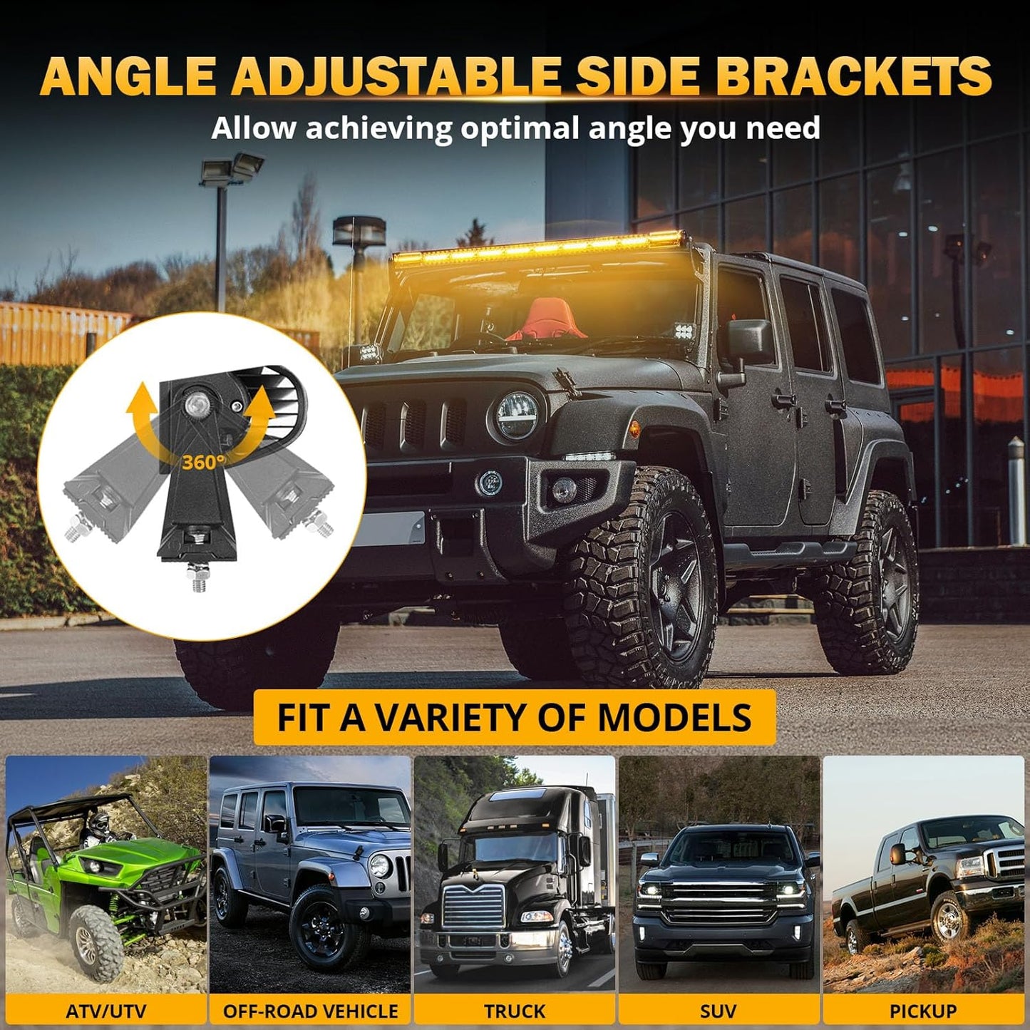 Auxbeam LED Led Light Bar 42 Inch 240W Straight Spot Flood Combo Led Off Road Lights, Amber White Strobe Offroad Fog Light Memory Function Yellow Driving Work Lights for Truck with DT Wiring Hardness