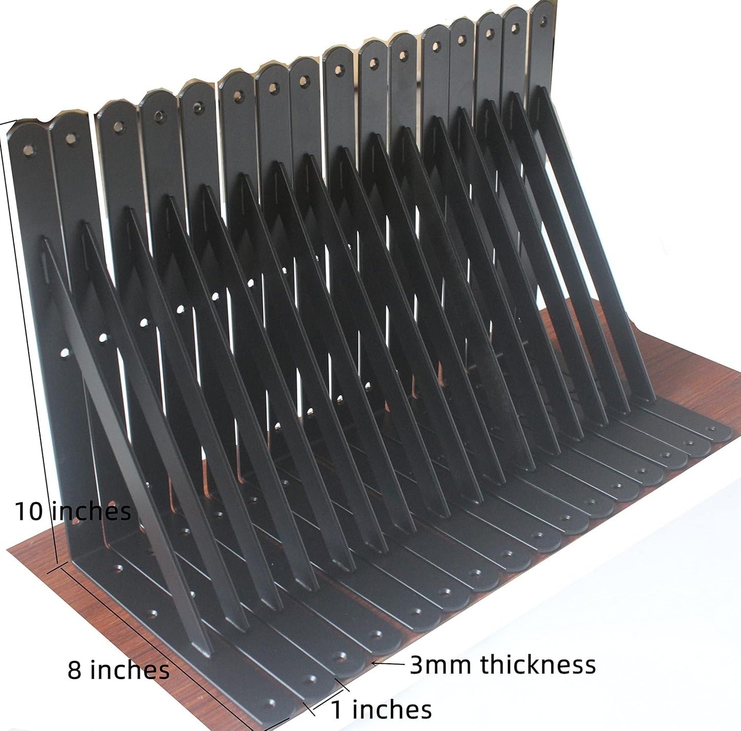 20 Pack L10 x H 8" Black Heavy Duty Shelf Brackets with Screws Metal Shelf Brackets Shelf Support Angle Brackets for Shelves L Brackets Heavy Duty Floating Shelf Brackets