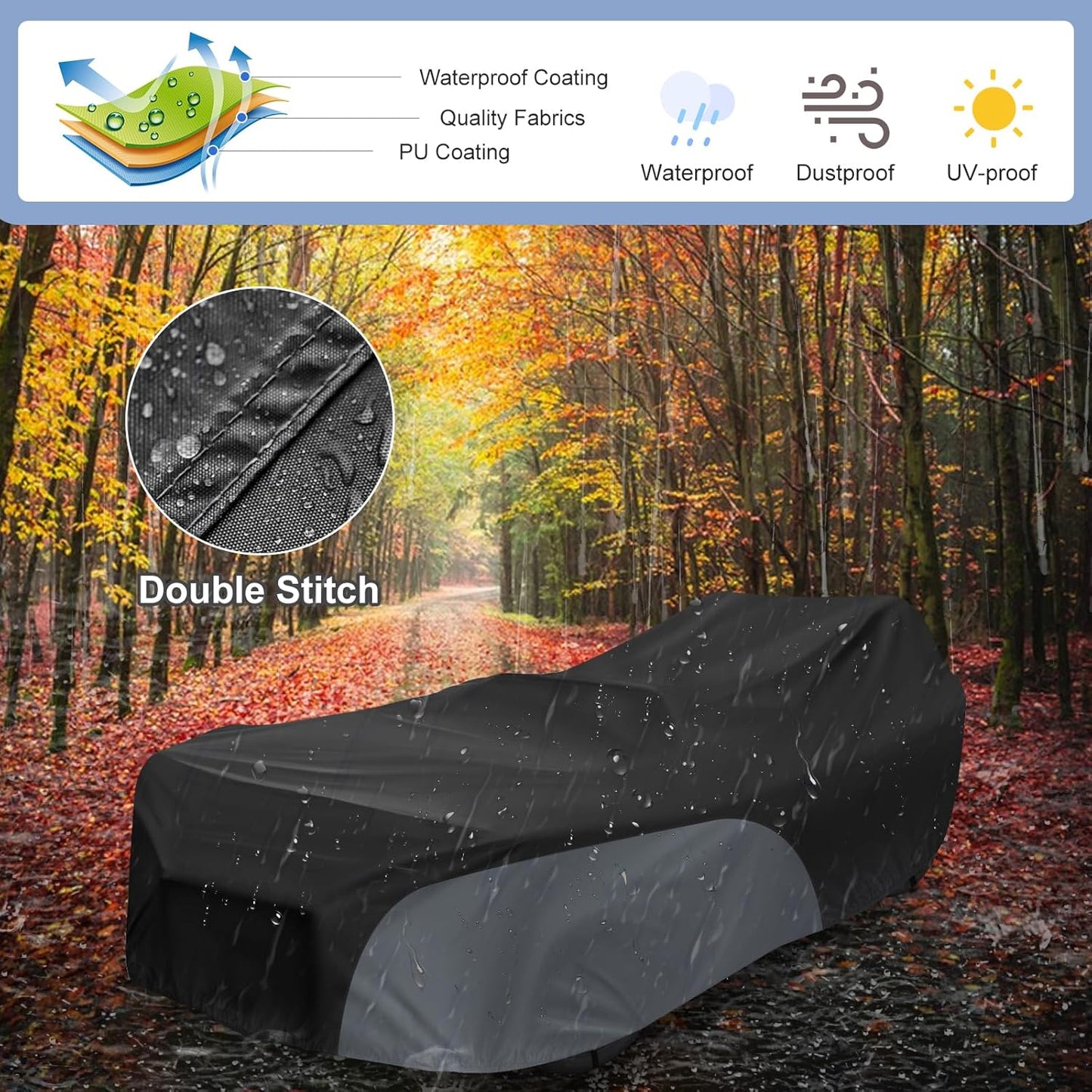 Polaris Slingshot Cover, Waterproof Windproof Sunproof Outdoor Protection Compatible with Slingshot/S/SL/SLR/SLR LE, with Reflective Strips, Black&Grey