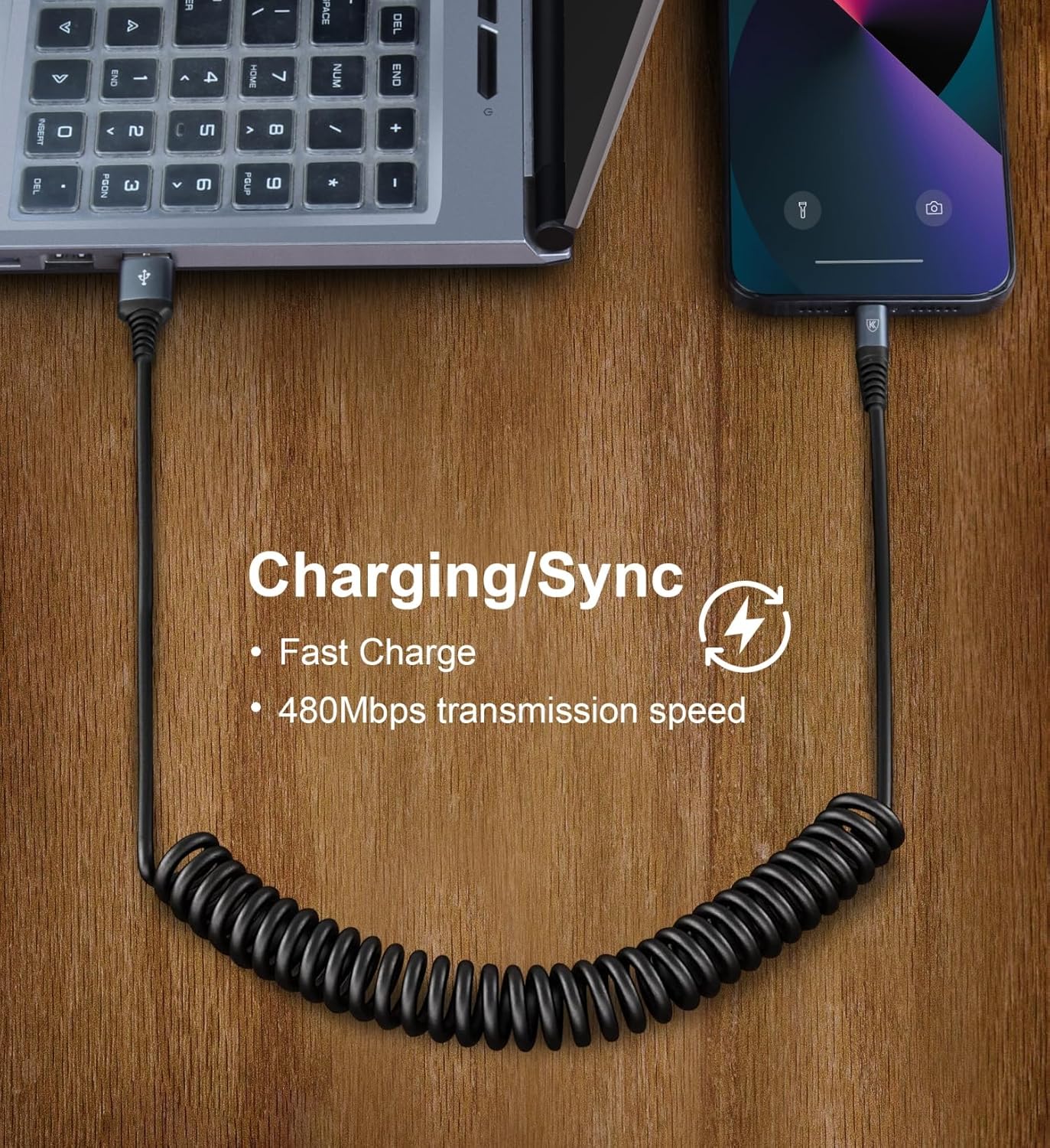 iPhone Charger Cable for Car [3FT+6FT], Coiled Lightning Cable [Apple MFi Certified] 2 Pack Lightning Cord Compatible with iPhone14 13/12/11 Pro Max/XS MAX/XR/XS/X/8/7/Plus/6S iPad/iPod-Black