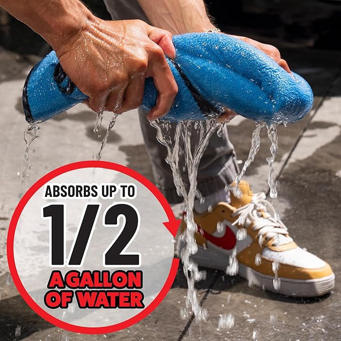 Chemical Guys Thirst Trap Microfiber Chamois Towel, Safe for Cars, Trucks, SUVs, RVs, Motorcycles, & More, 24"x28" (Blue) 1 Pack