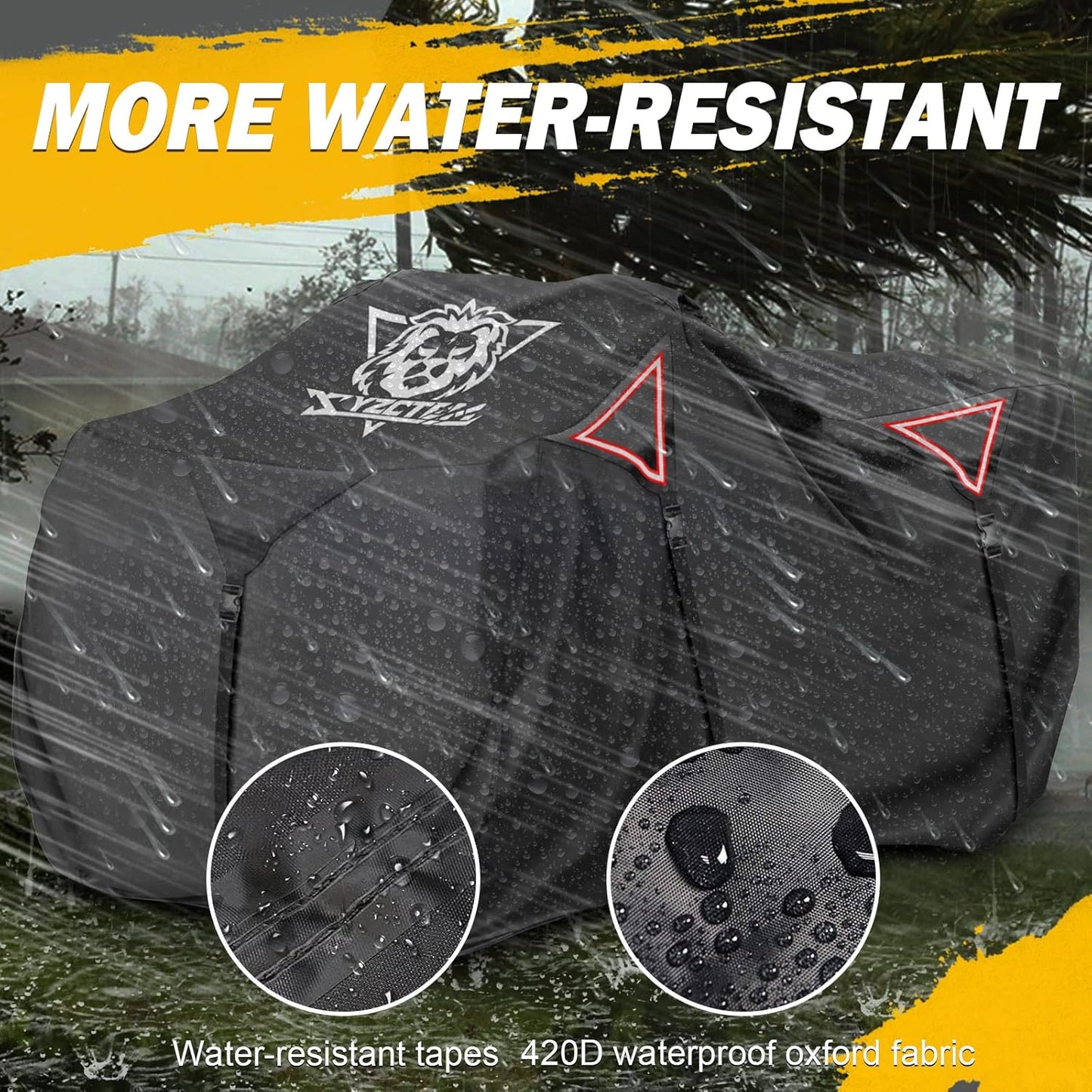 XYZCTEM Premium ATV Cover,Outdoor Protection Against Water, UV, Wind. Quad Cover for Can-am,Suzuki,Kawasaki, Honda, Yamaha, Polaris,and More.4 Wheeler Accessories with Thickened Straps(Black,82" L)