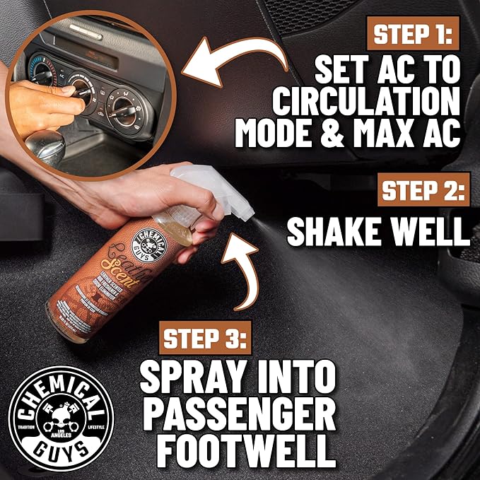 Chemical Guys AIR_102_04 Leather Scent Premium Air Freshener and Odor Eliminator, Long-Lasting, Just Like New Scent for Cars, Trucks, SUVs, RVs & More, 4 fl oz