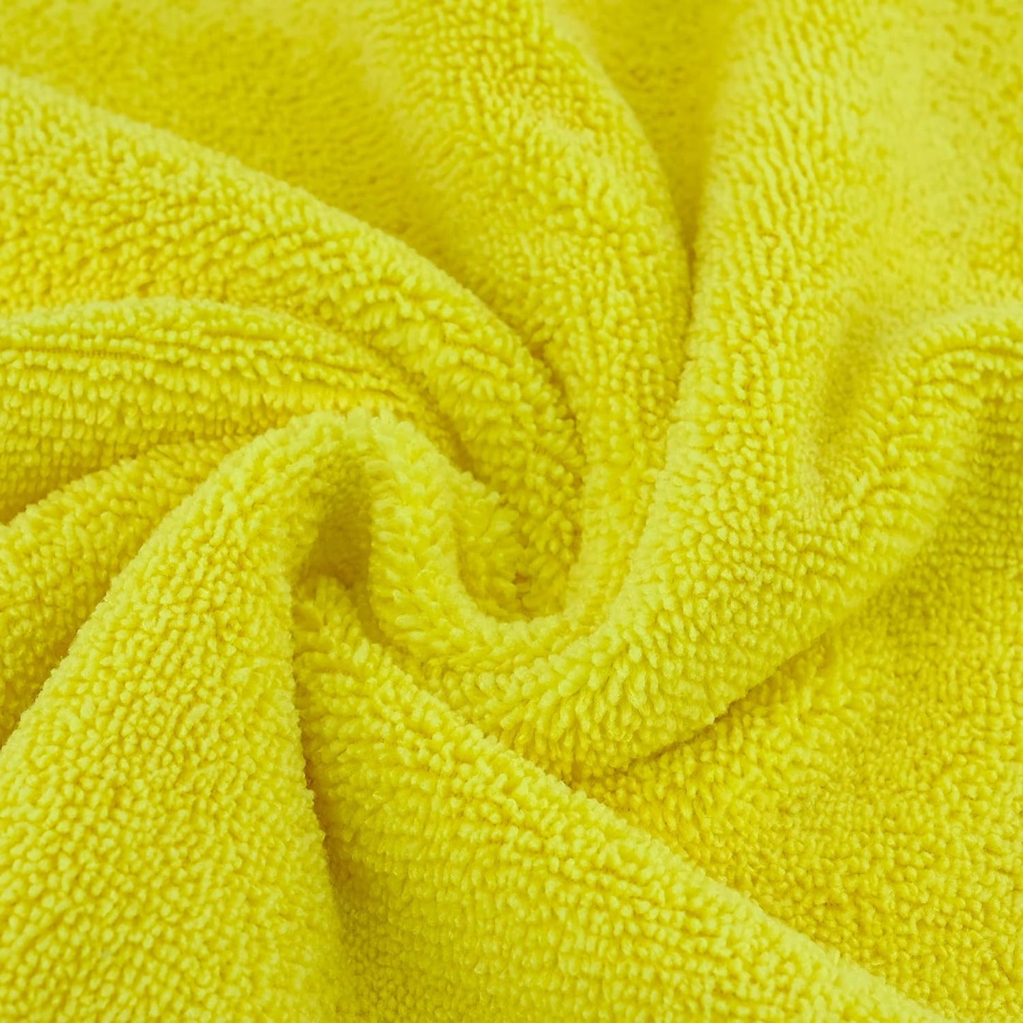 POLYTE Microfiber Cleaning Towel Ultrasonic Cut Edgeless (16x16, 24 Pack, Premium, Blue,Gray,Yellow)