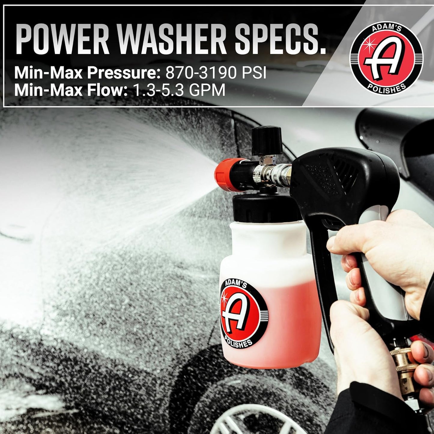 Adam's Polishes Premium Foam Cannon - Soap Sprayer for Car Wash | Sprayer Cannister for Pressure Washer 1/4" Quick Disconnect