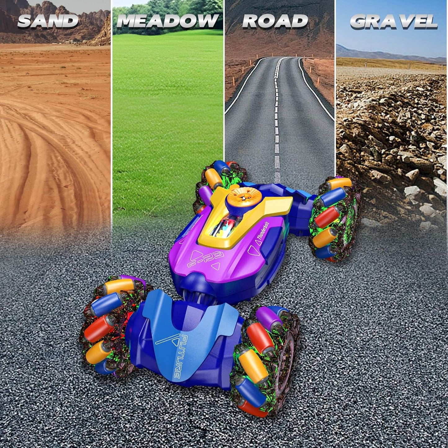 Gesture Sensing RC Stunt Car,Remote Control Car Toys for Ages 5-7-13,with Lights Music Spray,4WD 360° Spins All Terrains Kids Toys RC Cars,3-6 Year Old Boy Birthday Gift & 3-12 Best Gift for Kids