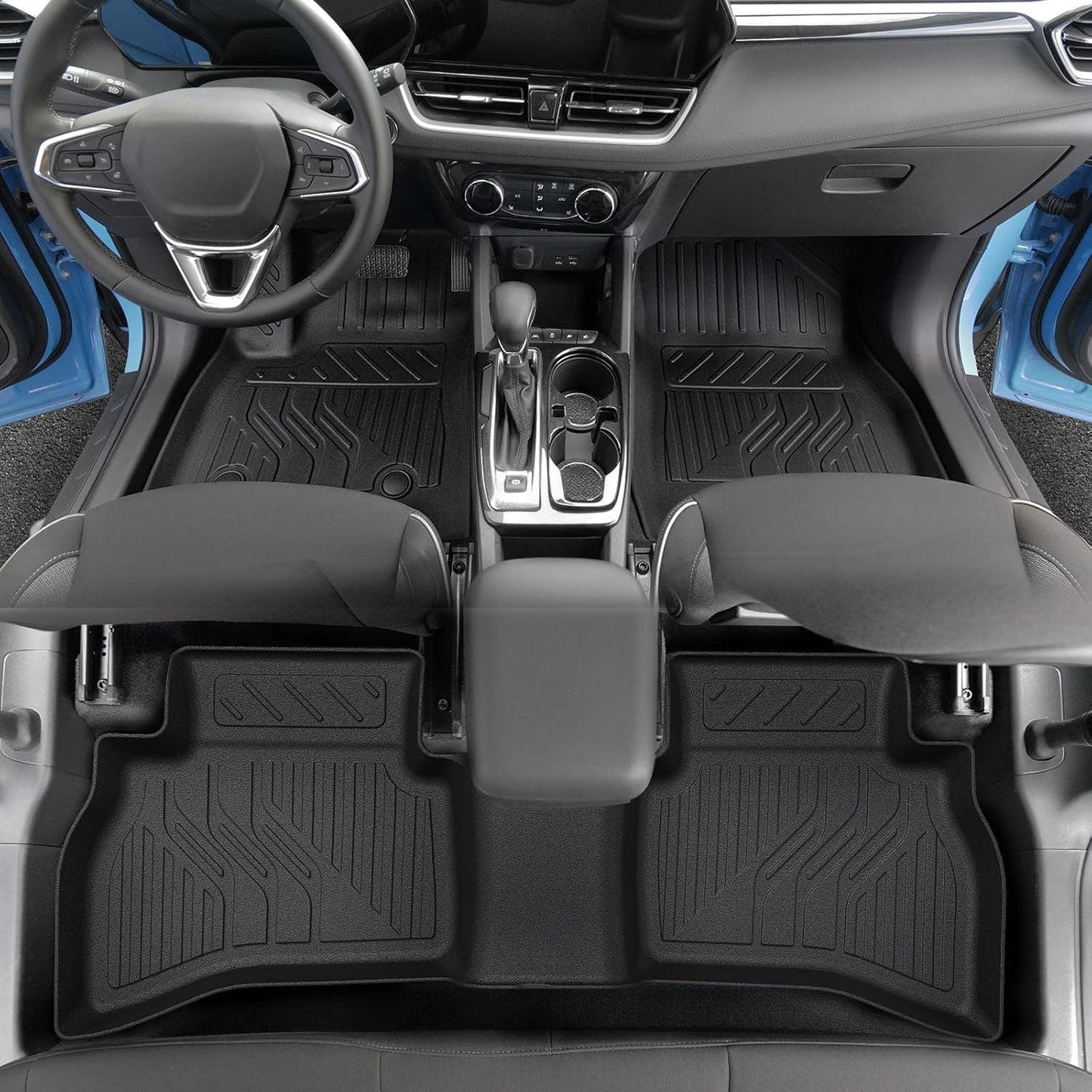 Floor Mats Set for Chevy Trailblazer AWD 2026 2025-2021 Accessories, Full Coverage All Weather Floor Mats Cargo Mat with Backrest Protectors & Door Sill Guards(Not for FWD)