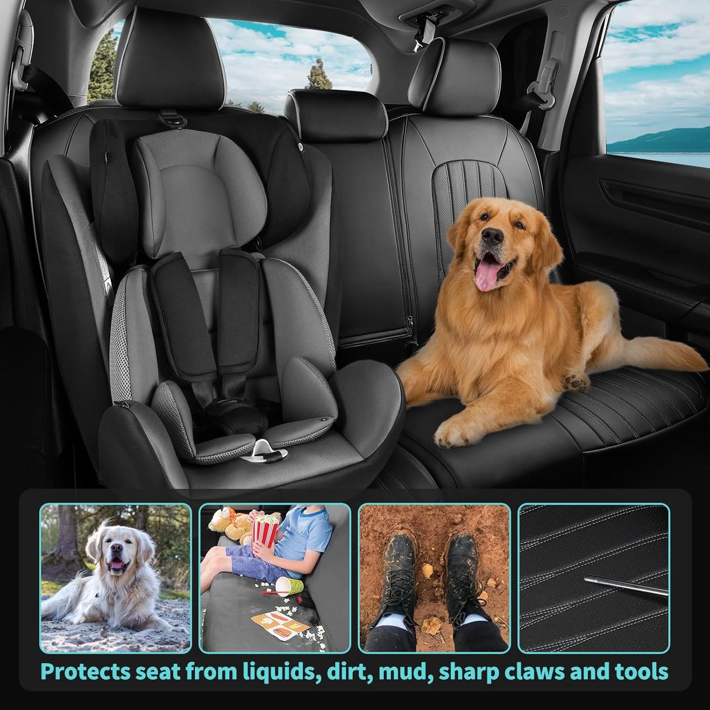 Seat Covers for Honda CRV 2017-2022 EX/EXL/LX/Sport/Touring/Special Edition, Hybrid & Gas,1:1 Custom Fit Leather Seat Covers Full Set - Grey