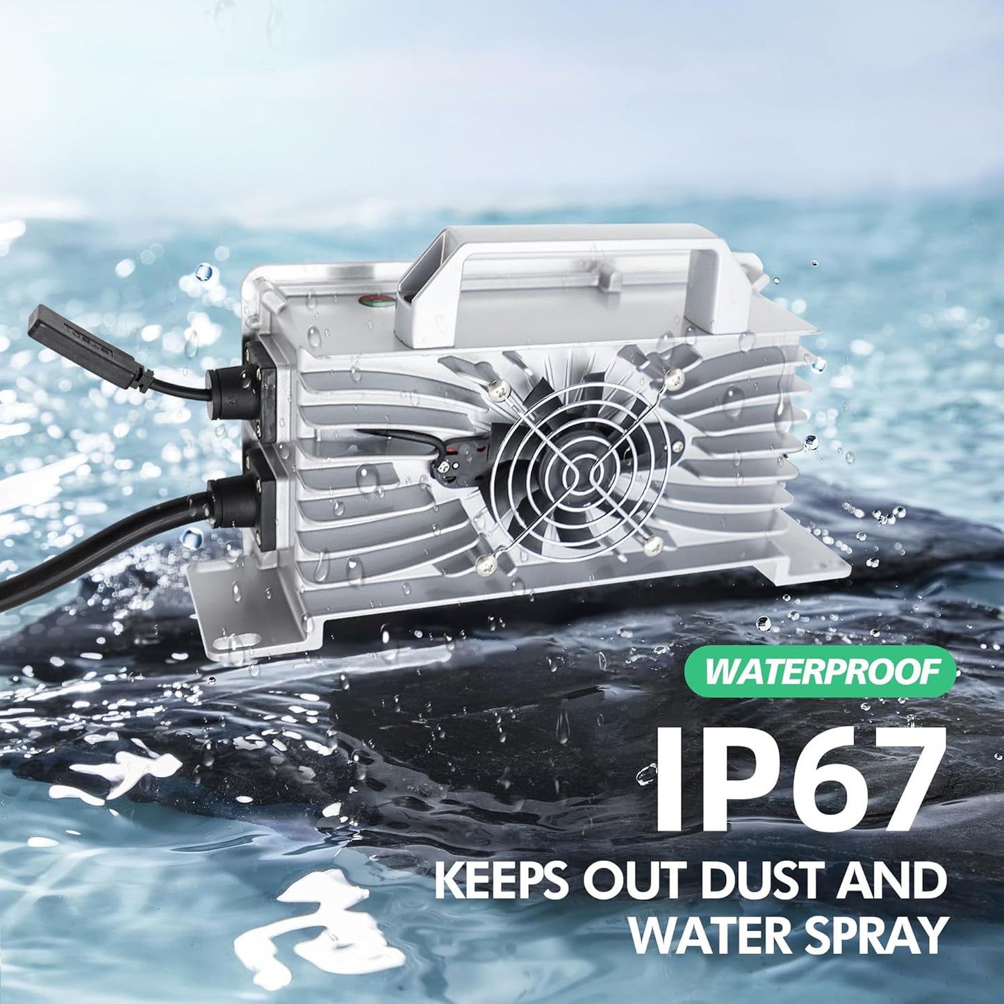 15 AMP 48 Volt Golf Cart Battery Charger for Club Car with 3-Pin Round Plug, 20% Faster & Safer, 900W Club Car Battery Charger for Lead Acid Battery, Automatic Power-Off Protection & IP67 Waterproof