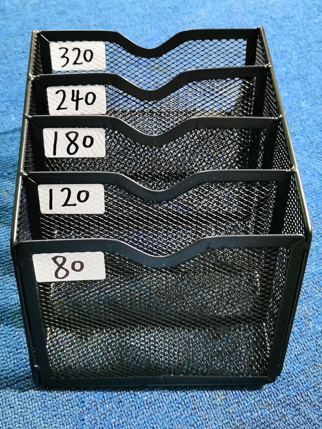 5-Tier Wall Mount All Metal Sandpaper Organizer, Hanging Sandpaper Storage Rack Holder for 5" & 6" Sanding Discs, Woodworking Tool Box Accessories (Black)