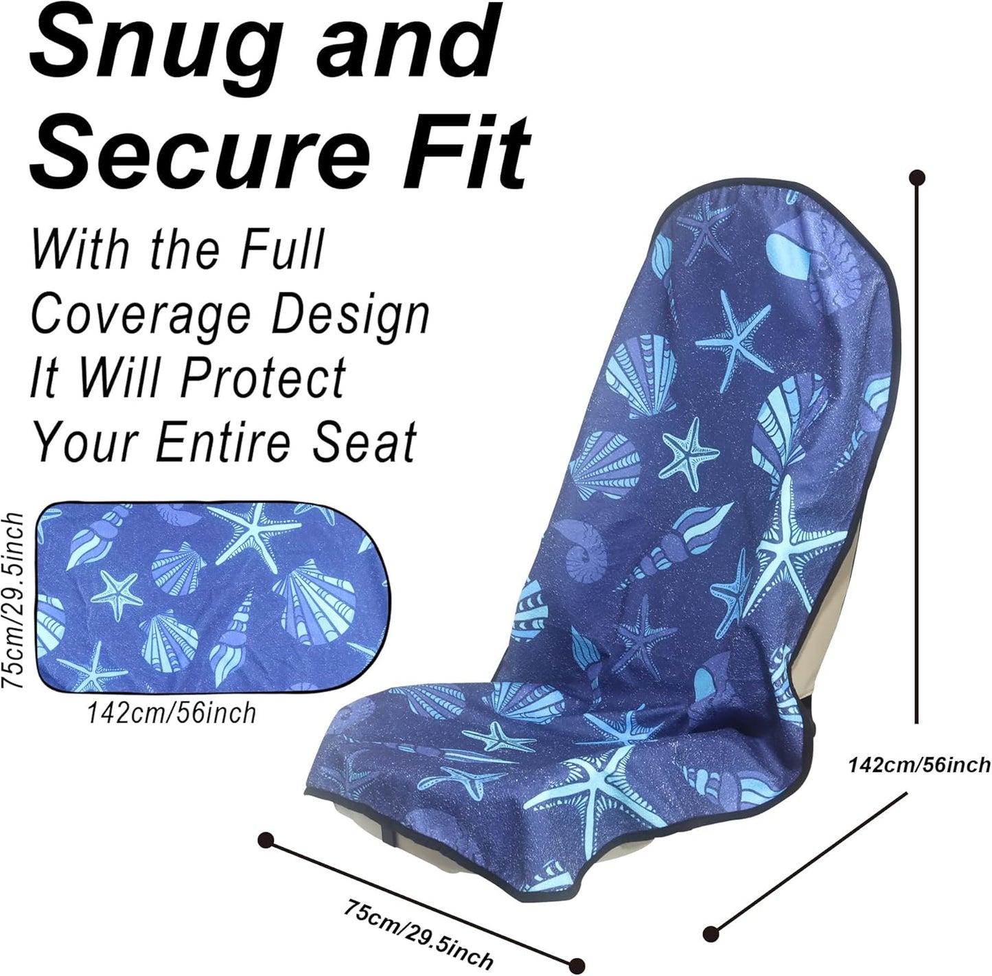 Car Seat Cover Protector Front Seats,for Gym Workout,Running,Swimming,Beach and Hiking,Waterproof Sweat Towel Bucket Seat Covers for Cars SUV Trucks (Conch Shells Starfish, 2Pcs)