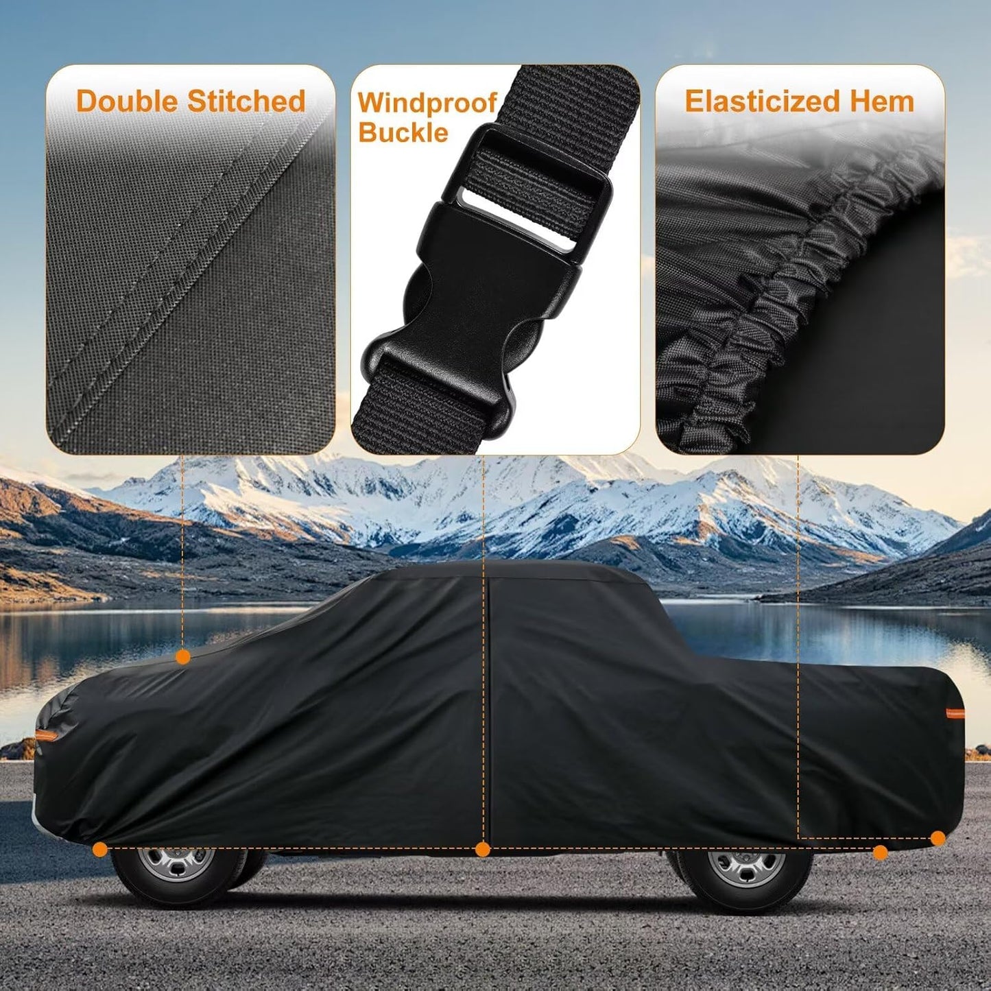 Kayme Truck Cover Custom Fit Chevrolet Silverado 3500HD(2020-2025) Regular Cab LB. Full Exterior Heavy Duty Outdoor Pickup Truck Car Cover Waterproof All Weather.Car Tarp for Sun Dust Protection.