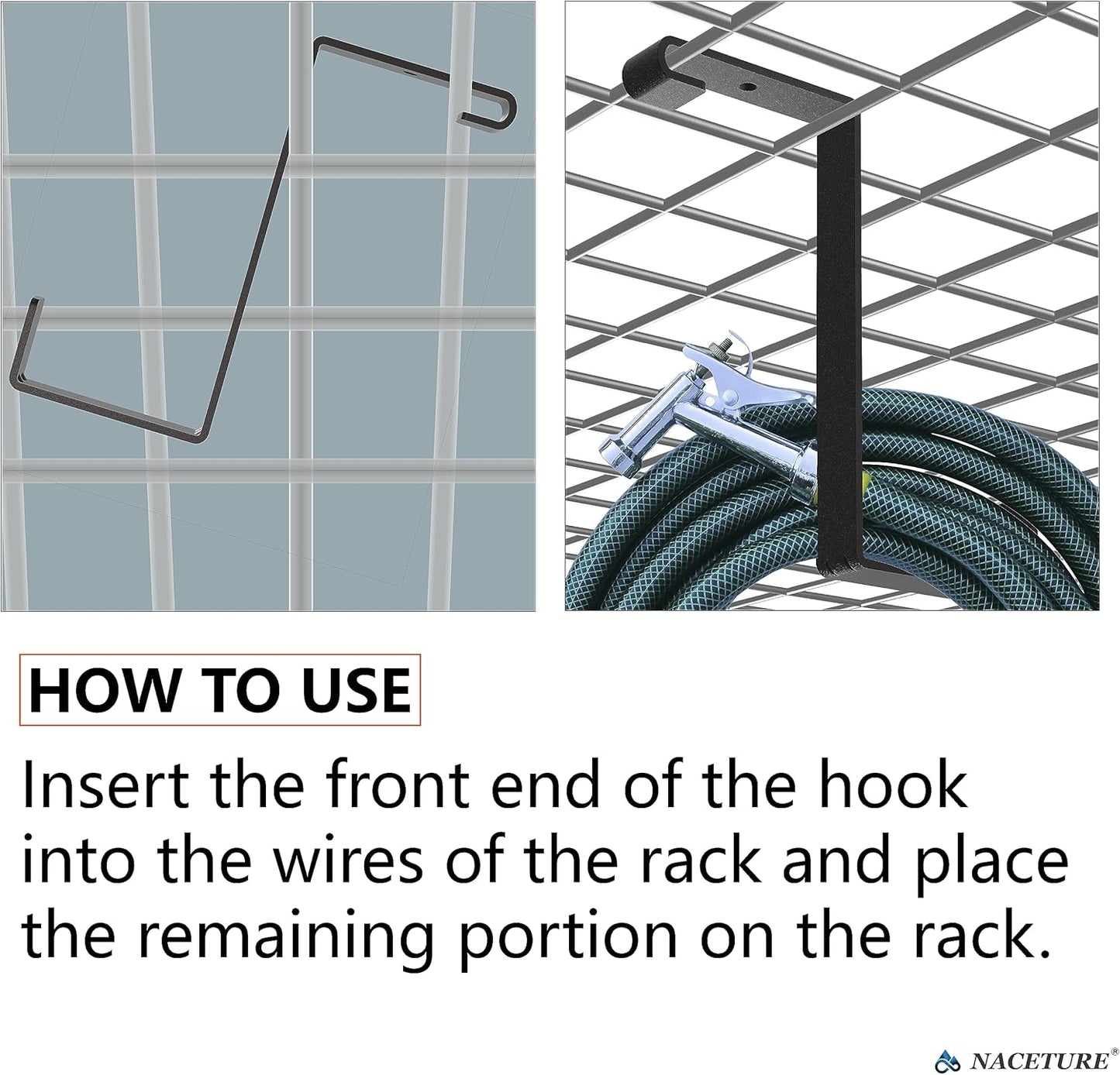 Bike Hooks for Garage Ceiling Mount Rack – Heavy Duty 4X8 Overhead Garage Storage Rack for Ceiling Hanging Bicycle Shelves, Add on Storage Flat Hooks Accessory and Wall Hanger (Z Style 4 Pack)