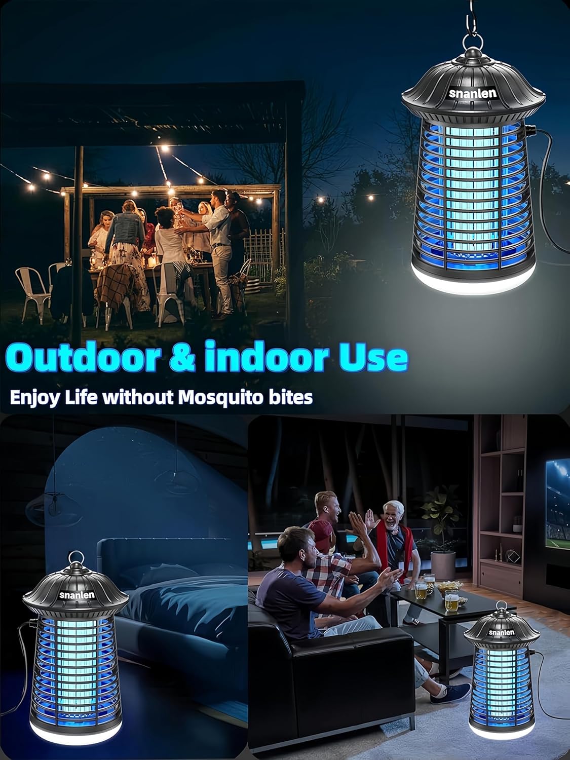 Bug Zapper Outdoor Indoor, 4200V Electric Mosquito Zapper Outdoor with LED Light, Electric Fly Zapper, Fly Traps, ABS Plastic, Plug in Mosquito Killer for Patio, Yard, Garden, Home