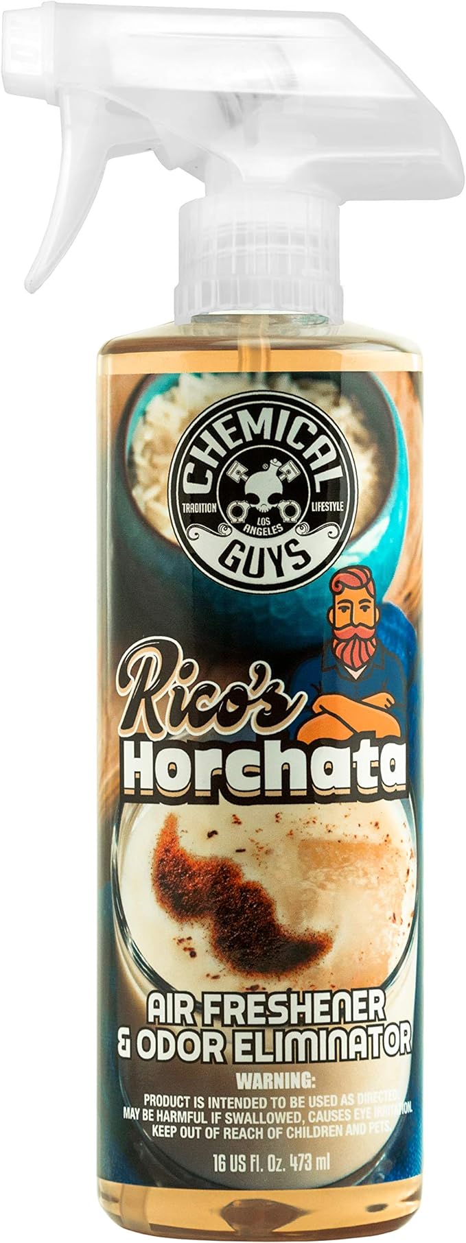 Chemical Guys AIR24016 Rico's Horchata Scent Premium Air Freshener and Odor Eliminator, (Great for Cars, Trucks, SUVs, RVs, Home, Office, Dorm Room & More) 16 fl oz