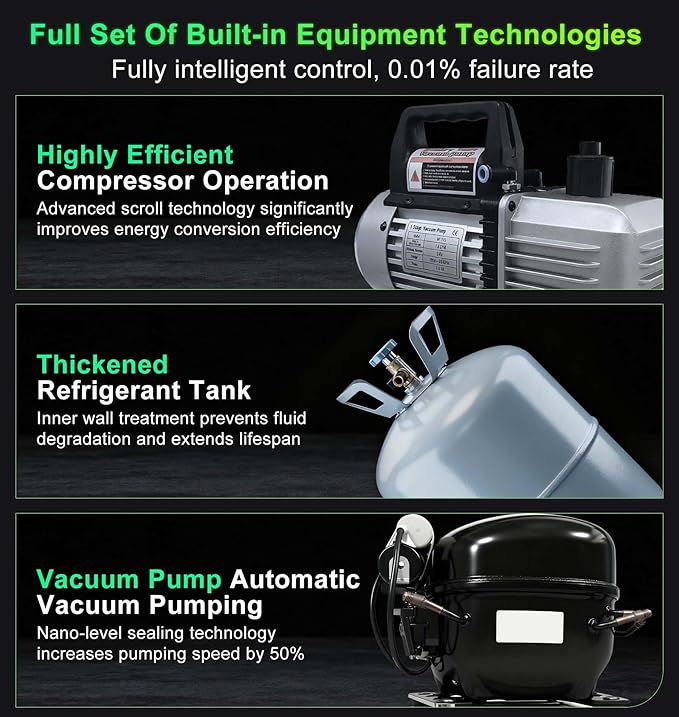 Fully Automatic Refrigerant Recovery Machine for R134A/R1234YF, Cylinder AC Recovery Machine for Automotive HVAC Recovery and Recharge Refrigerant