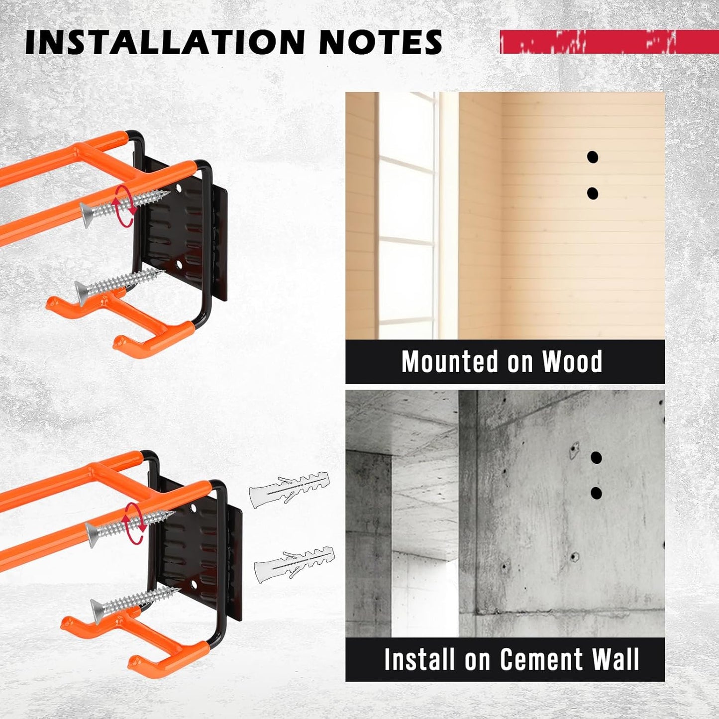 2-Piece 9.4" Heavy Duty Garage Hooks, Sturdy Utility Hooks Holds 55 LB Wall Mount Garden Tool Organizer Hangers for Hanging Shovel Ladder Chairs Strollers Power Tool Tire and More (Orange)