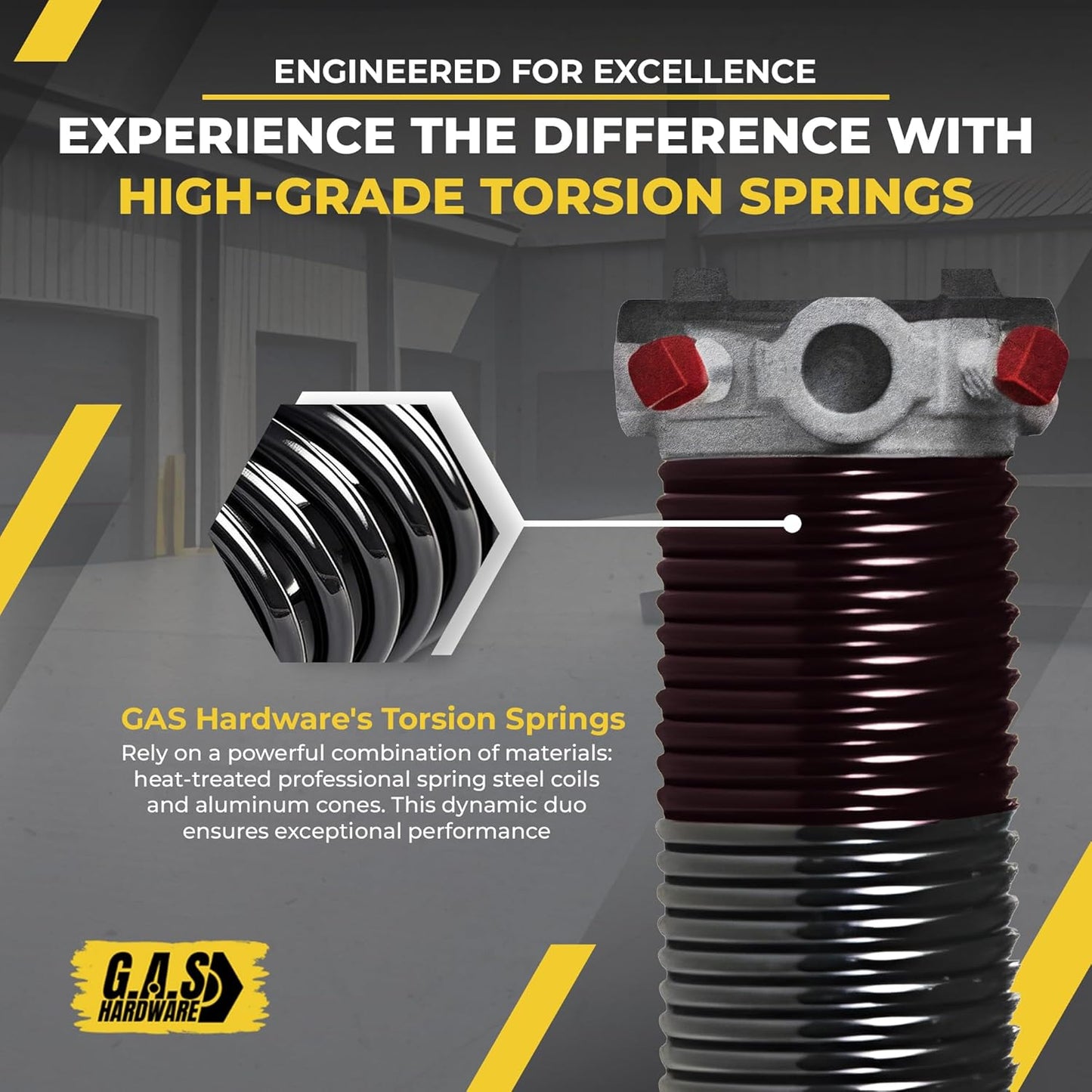 Garage Door Torsion Spring 234x2x30 Torsion Spring for Right Side of Garage Door with 1" Steel Bearing, Gloves, and Winding Bars Precision E-Coating 5-Year Warranty Minimum 30,000 Cycles (Black Cone)