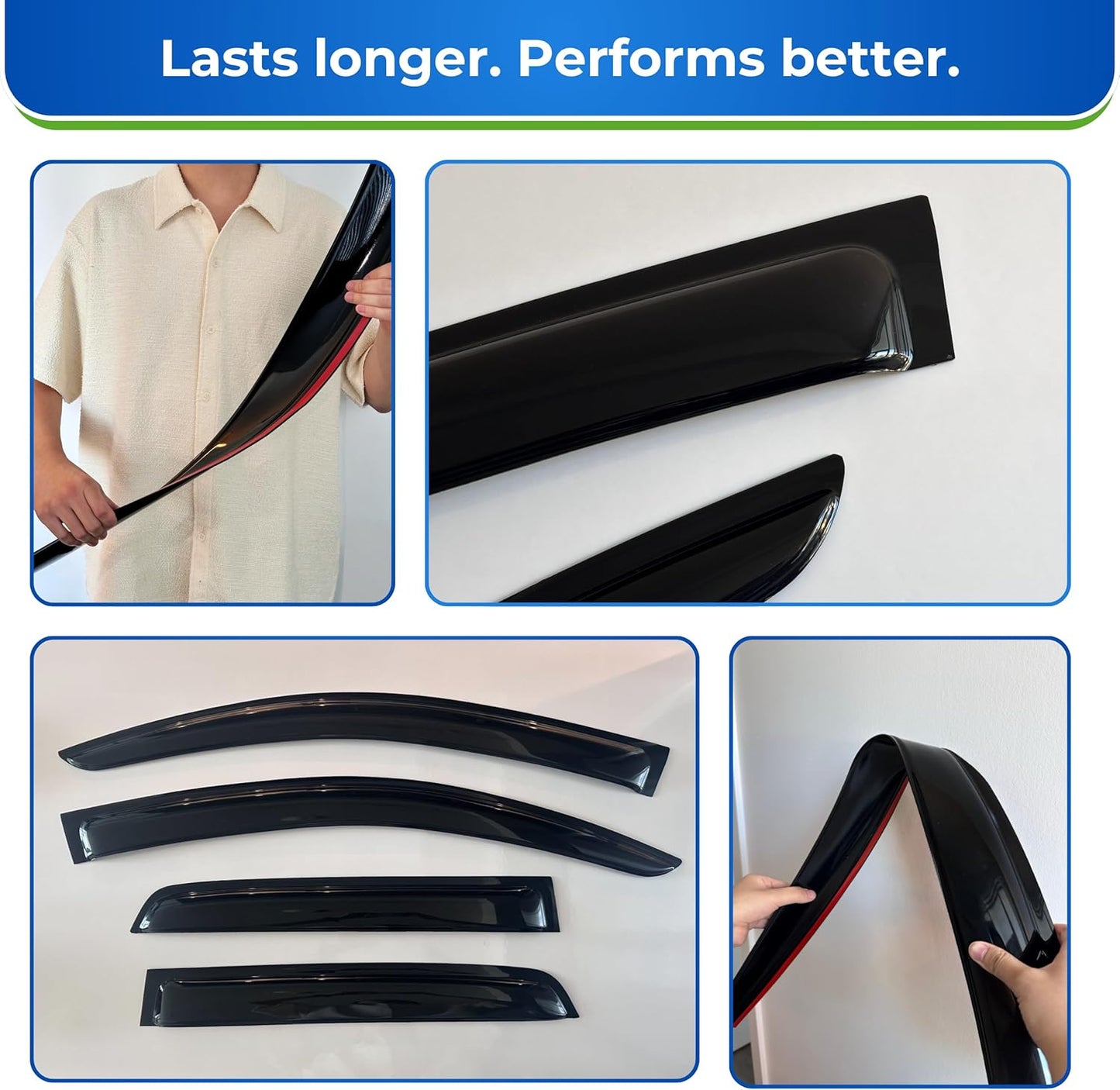 KPY Window Visor Compatible with Honda Accord Coupe 2013-2017, 2PC Rain Guard Side Window Vent Deflectors Tape-On Style, 2013 2014 2015 2016 2017