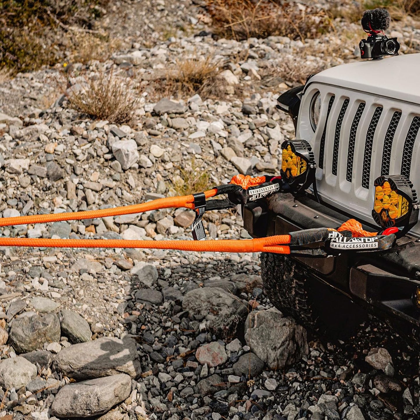 ALL-TOP Kinetic Recovery Rope Kit w/ 2 Soft Shackles, 48000Lbs, 1in x 20ft, Heavy Duty 30+% Elasticity, 16000Lbs Work Load Limit