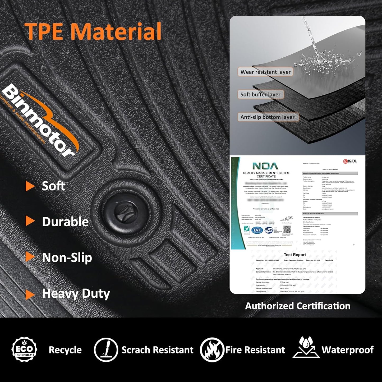 Binmotor-All Weather Car Floor Mats & Cargo Liner for Volvo XC60 2018-2025 (for T5/T6, Not for Recharge/Hybrid), TPE Rubber Liners Cargo Trunk Mat for Volvo XC60 Accessories