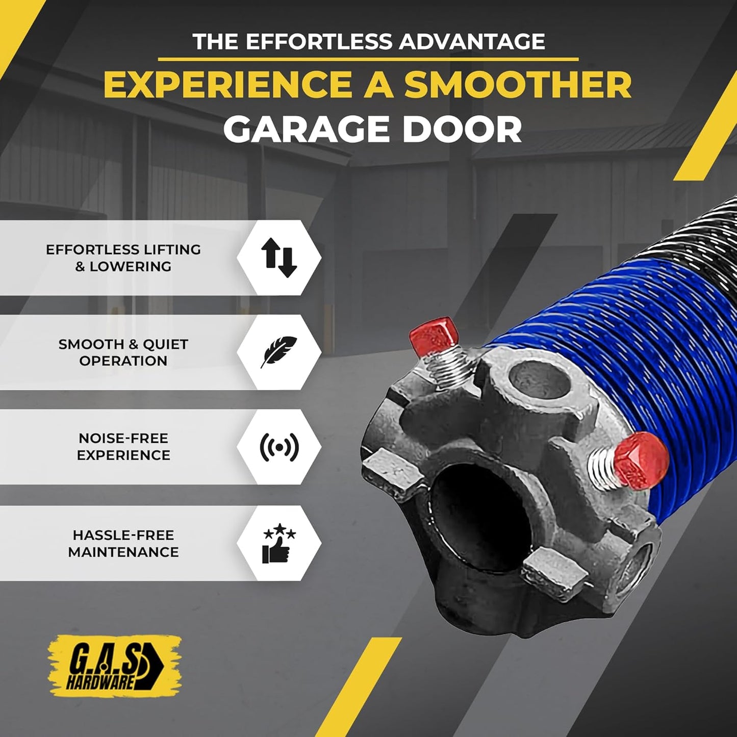 Garage Door Torsion Spring 262x1.75x37 Includes 1” Steel Bearing, Non-Slip Gloves, and Winding Bars for Left Side of Garage Door Precision E-Coating 5-Year Warranty Min. 30,000 Cycles (Red Cone)