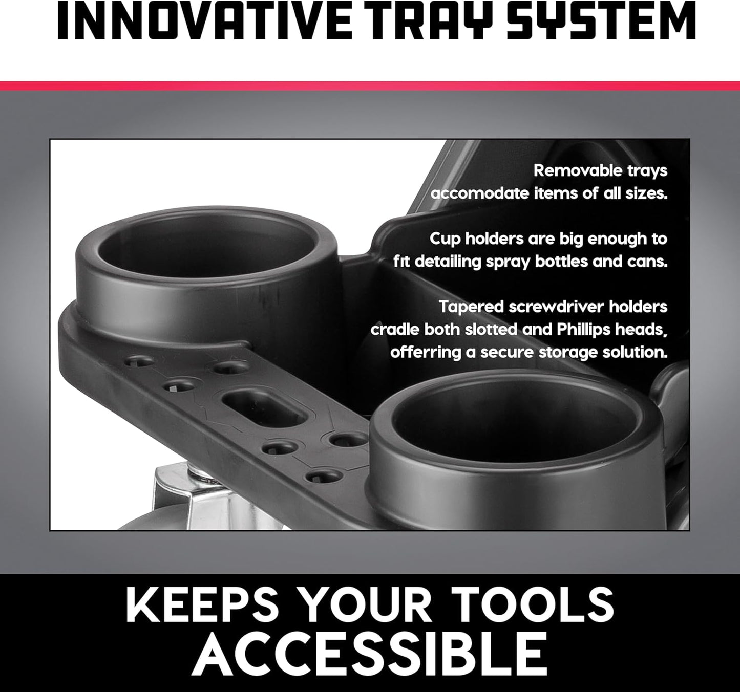 Powerbuilt Heavy-Duty Utility Rolling Seat Upgraded with Padding, Sturdy Locked in Trays, Premium Wheels for Garage Work - Grey 642924ECE