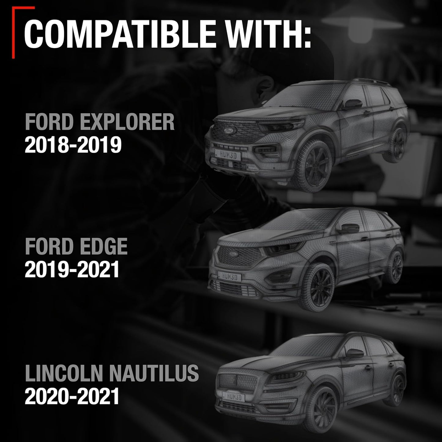 T1A Front/Rear Bumper Parking Aid Sensor, 4-pc - Compatible with 2018-2019 Ford Edge, 19-21 Ford Explorer; 20-21 Lincoln Nautilus - Backup Reverse Parking Assist Kit - OEM HU5Z15K859AAT