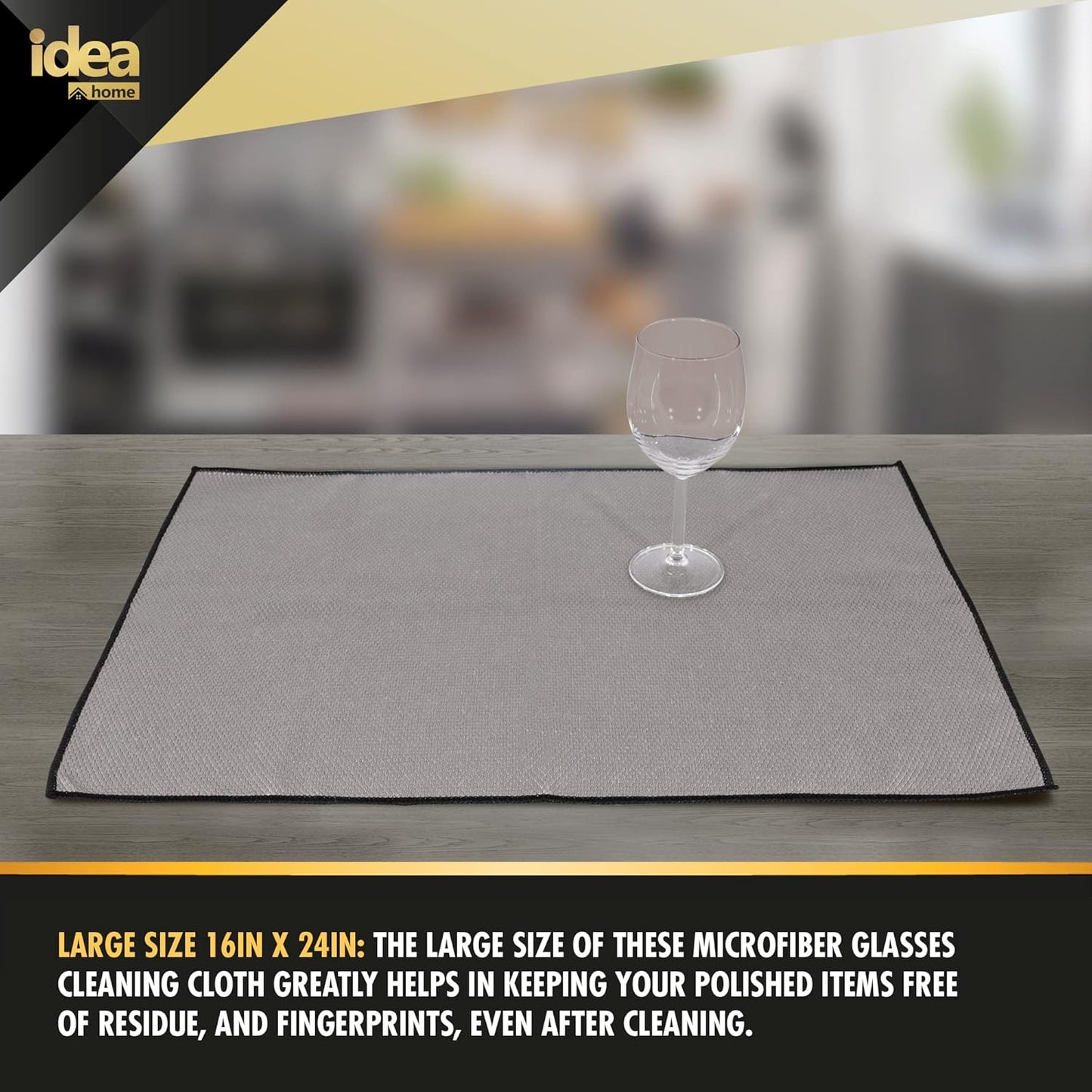 Idea Home Premium Microfiber Cleaning Cloth Ultra Absorbent Streak and Lint Free Fish Scale Large 16 x 24 Polishing Glass Drying Towel (2 Pack)