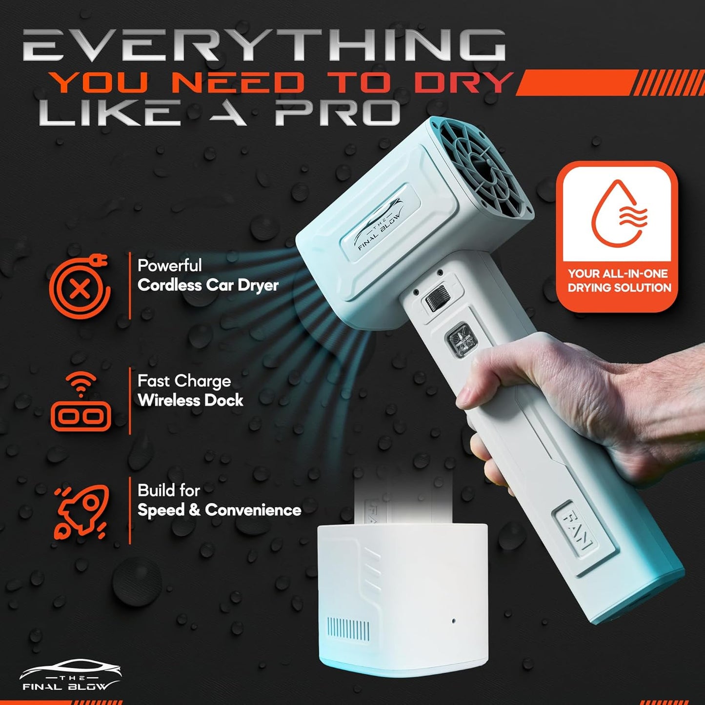 Car Dryer Air Blower | US Brand | Turbo Jet Blower for Drying | Jet Dry Your Car After Wash/No More Scratches | Longest Lasting Handheld Air Dryer (8000mAH Battery) | No Water Spots