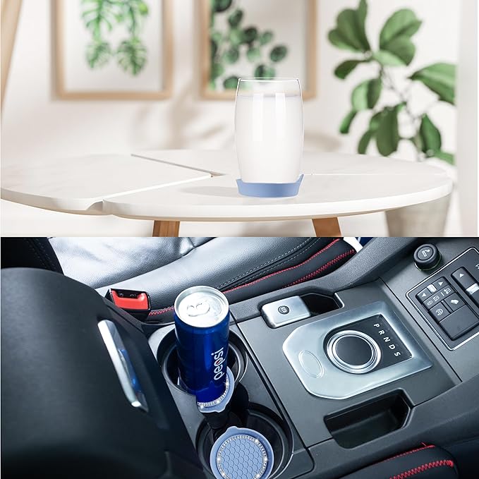 Amooca Car Cup Coaster Universal Non-Slip Cup Holders Bling Crystal Rhinestone Car Interior Accessories 2 Pack Gray Blue