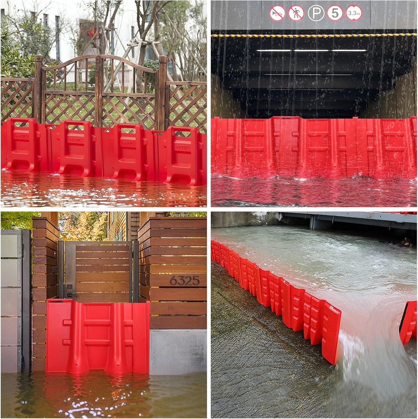 Flood Prevention Barrier, ABS L-Type Baffle Water Barrier Reusable, Door Flood Barriers for Home, Removable Combined for Garage Doors, Warehouses, Basements and School (18pcs)