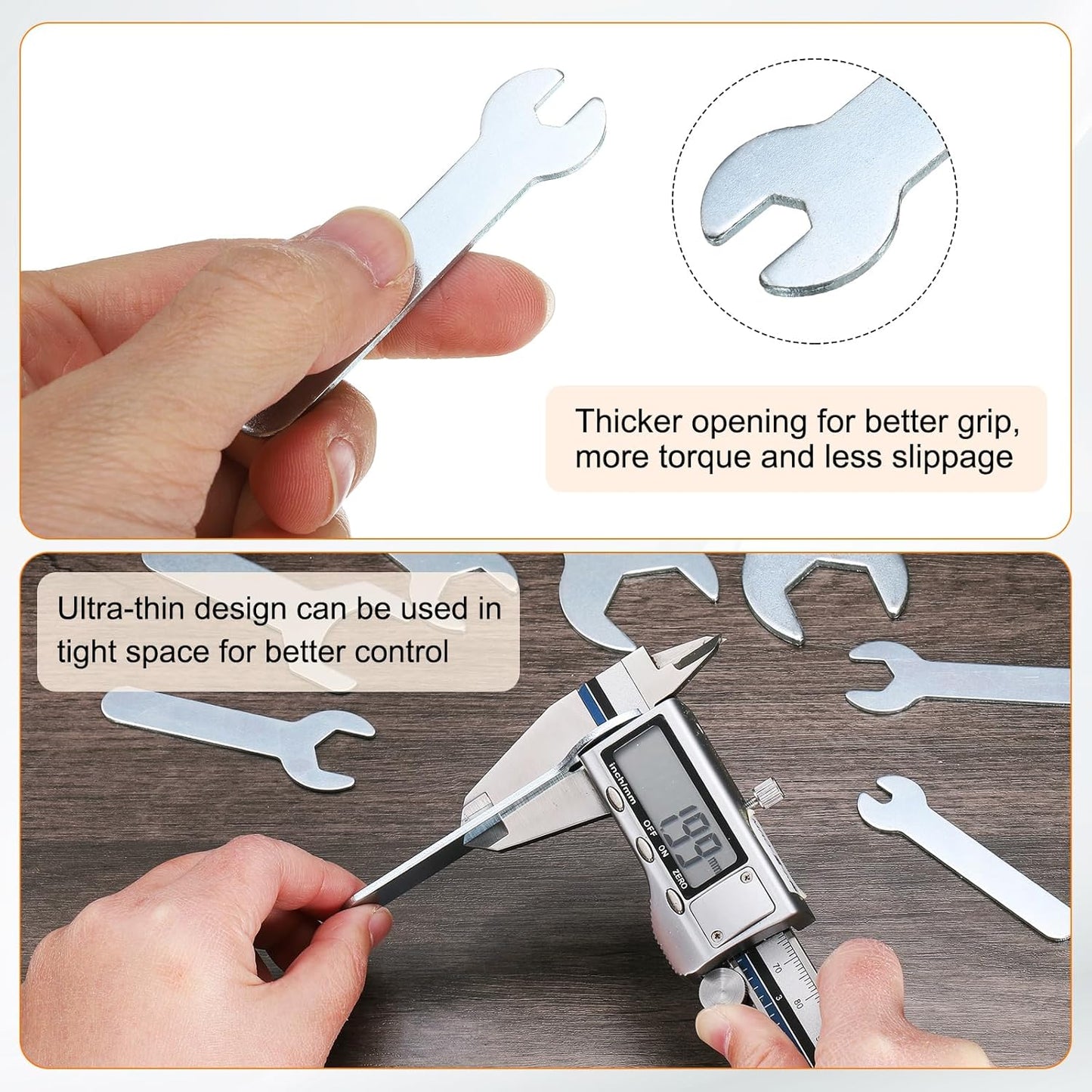 HARFINGTON 10pcs Small Wrench 5x66x1.5mm Metric U-Shaped Single Open Ended Spanner Super Thin Flat Head Galvanizing Wrench for Automotive Repair Furniture Assembly