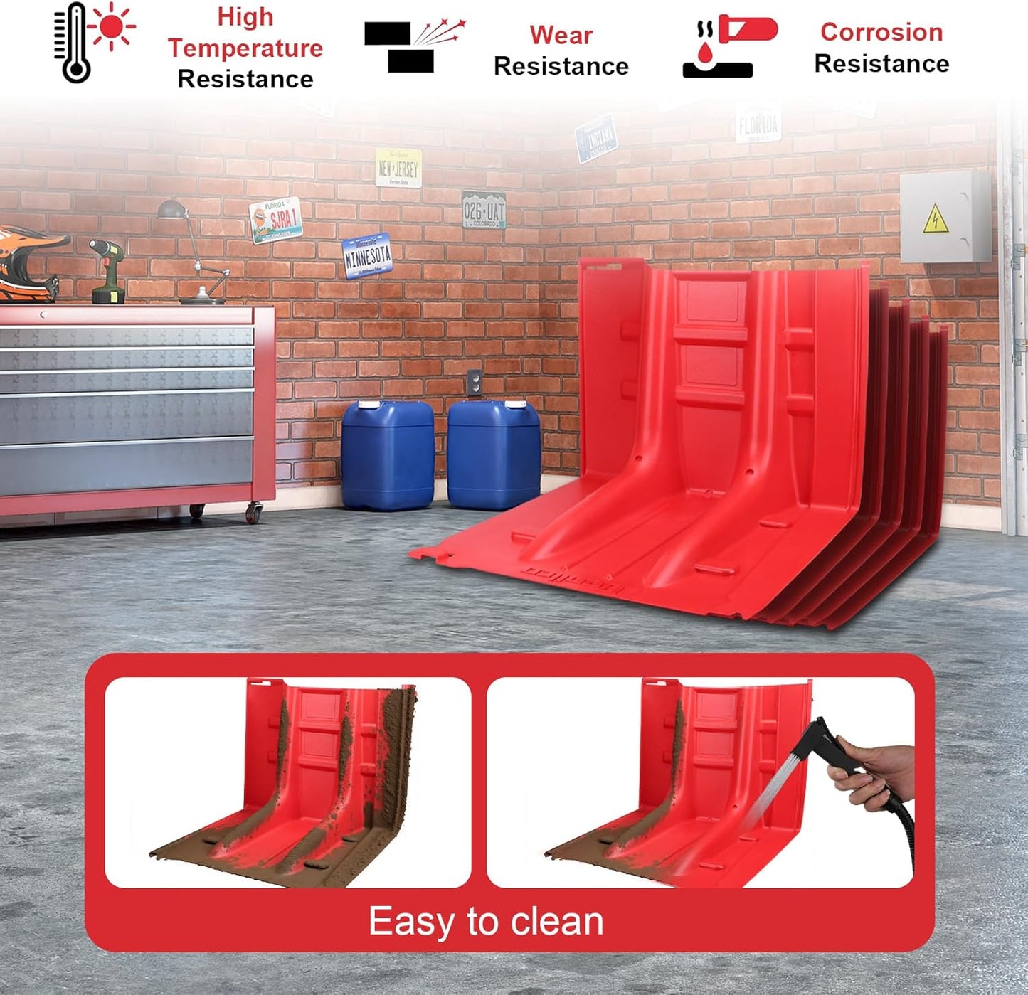 Flood Prevention Barrier, ABS L-Type Baffle Water Barrier Reusable, Door Flood Barriers for Home, Removable Combined for Garage Doors, Warehouses, Basements and School (18pcs)