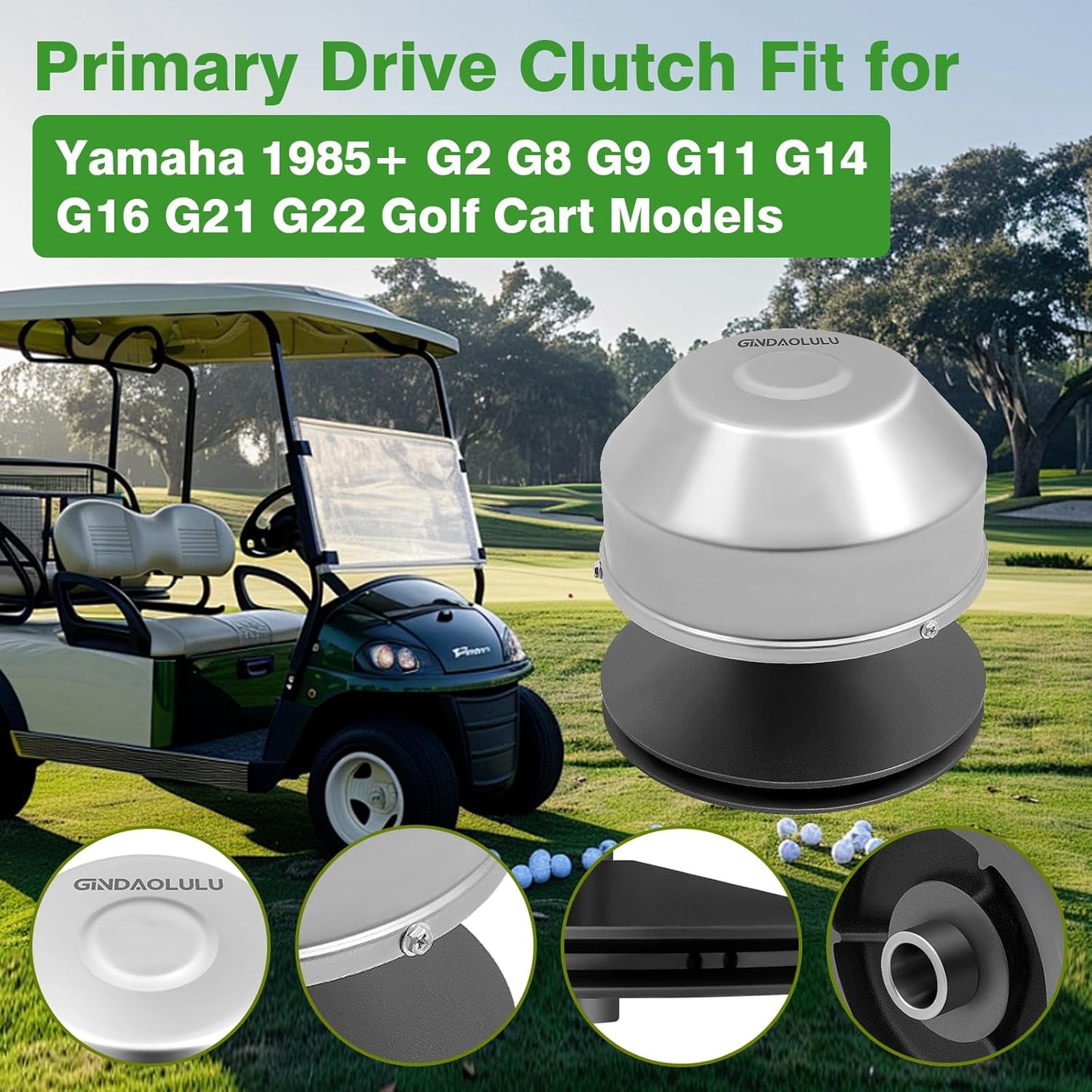 Golf Cart Primary Drive Clutch Kit Fits for Yamaha 1985+ G2 G8 G9 G14 G16 G22 4 Cycle Carts Gas Golf Cart Driven Clutch Assembly, OEM Number JN6-G6201-03 JN6-G6201-04