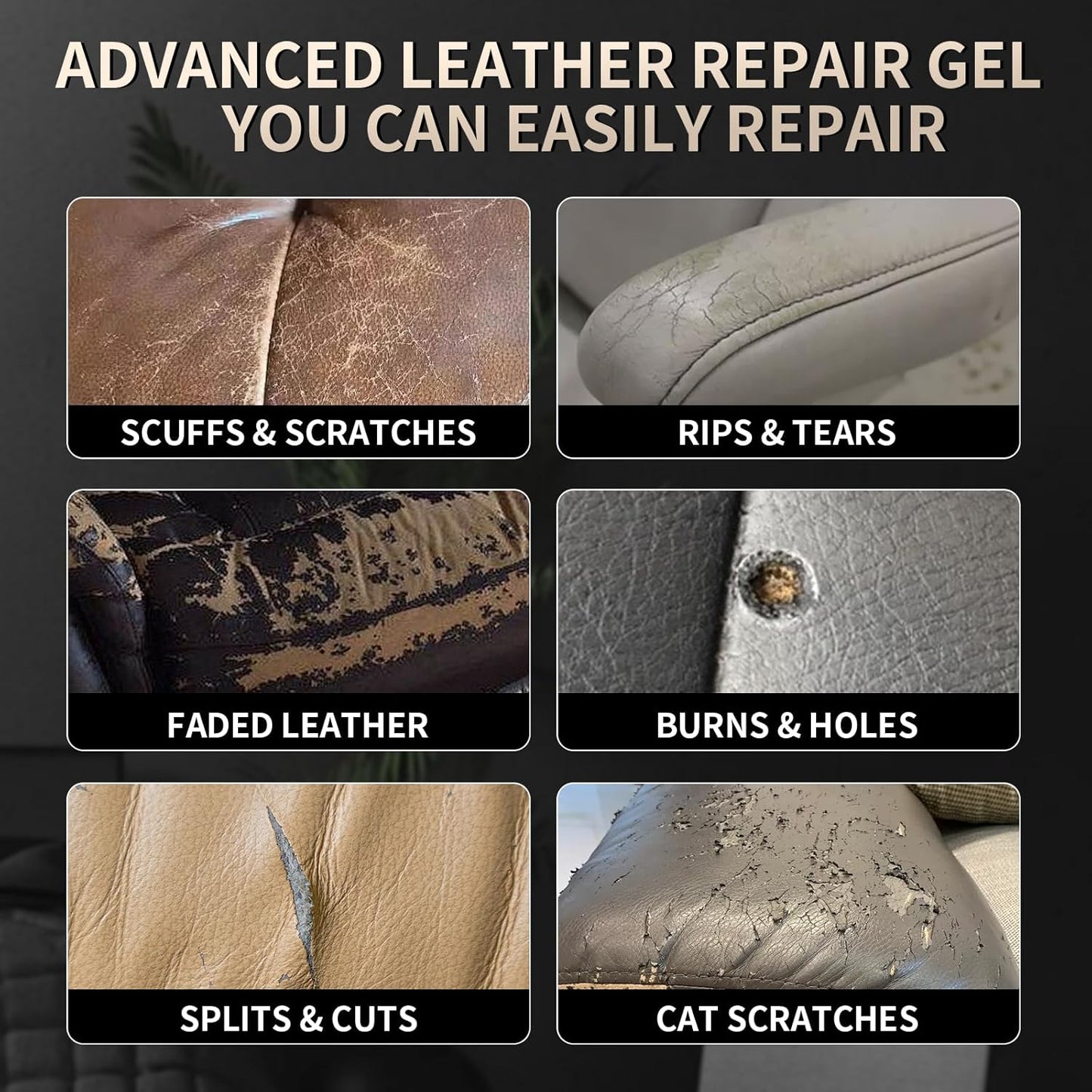 Advanced Leather Repair Gel, 2025 New Leather Repair Coloured Cream Gel, Upgrade Professional Leather Repair Kit for Car Seat Vinyl Repair Kit, Multifunctional Couch and Jacket Repair Kit (Beige)