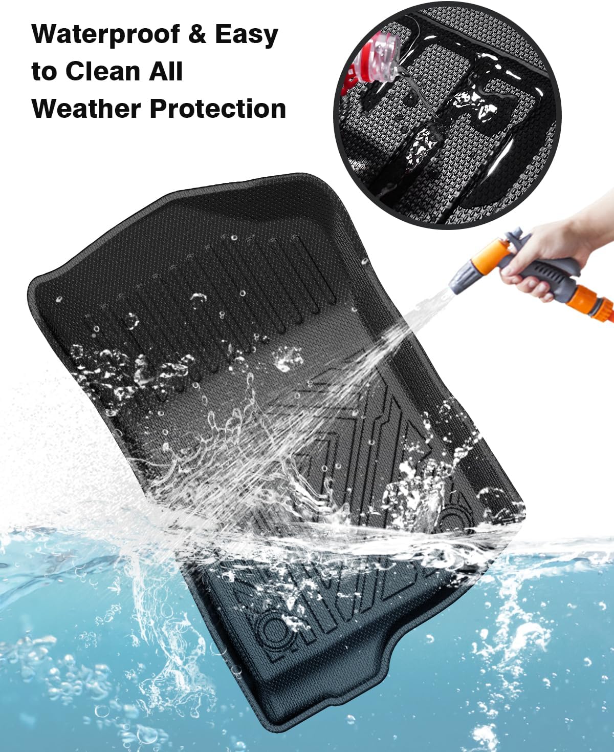 Powerty Floor Mats & Cargo Liner for 2021-2025 Jeep Wrangler 4XE 4 Door Accessories Floor Mats 2 Row Liner Set All Weather TPE 3D Floor Liners&Rear Cargo Mat (Not for JL/JK/4X4)