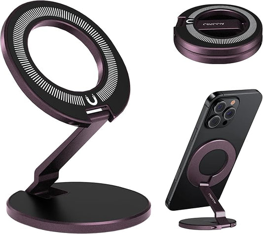 Car Phone Holder for Magsafe [3-sided 4200gf Strongest Magnetic] 300° Folding Phone Stand for Desk, Portable Phone Ring Holder Grip, Phone Holders for Your Car Accessories for iphone/Android/Tablets