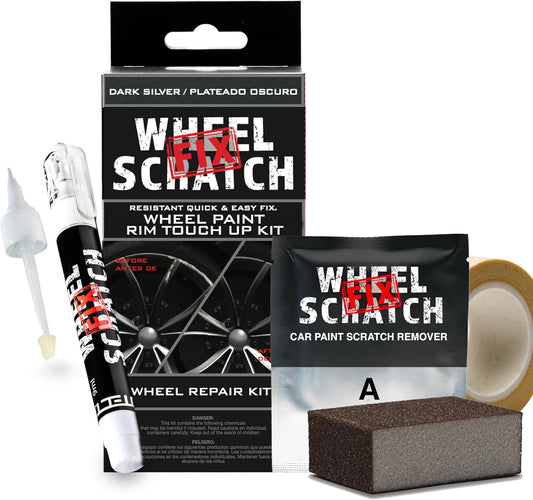 Dark Silver Rim Touch Up Paint Kit, Car Wheel Scratch Repair Kit, Wheel Touch Up Paint Pen, curb rim repair kit, curb rash repair kit, Universal Rim Alloy Wheel Paint Dark Silver (Dark Silver)