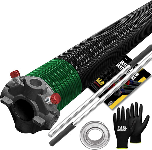 Garage Door Torsion Spring 243x1.75x36 Includes 1” Steel Bearing, Gloves, Manual, and Winding Bars for Right Side of Garage Door Precision E-Coating 5-Year Warranty Min. 30,000 Cycles (Black Cone)