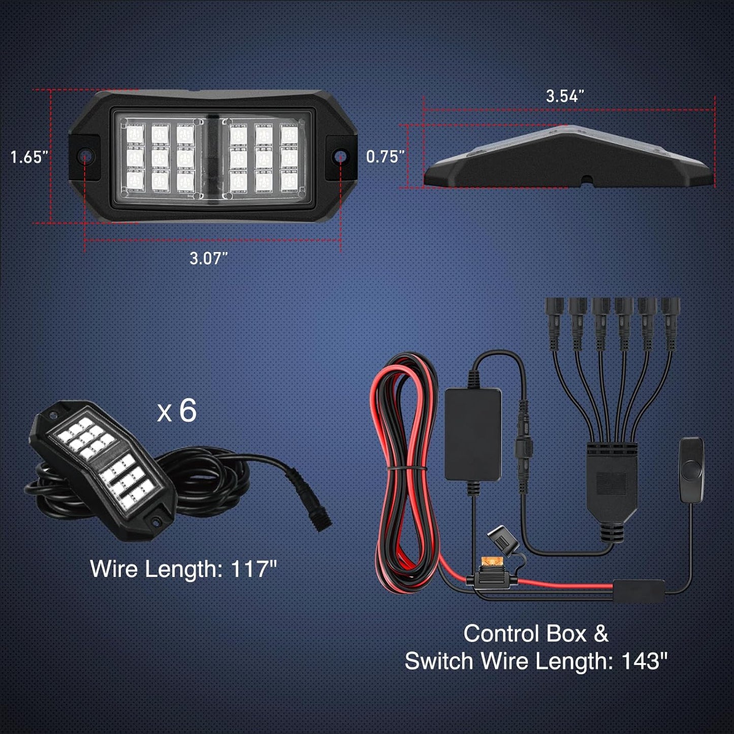 Nilight RGB LED Rock Lights Kit 6 PCS 18LED Wide Angle Wheel Well Light with Remote & Bluetooth App Dual Control Multi Modes Underglow Multicolor Neon Pod for ATV UTV SUV Offroad Truck RZR Boat