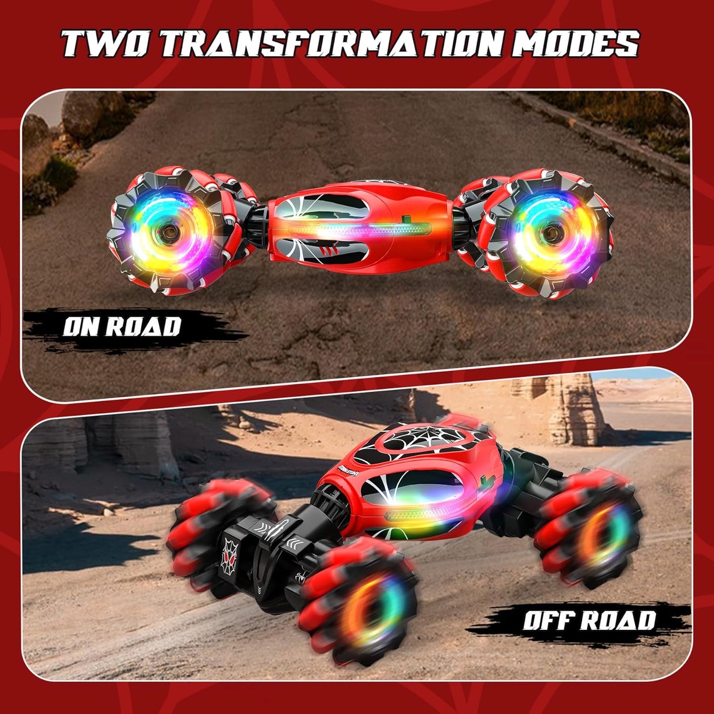 Spider Remote Control Car Gesture Sensing Hand Controlled Stunt Car, 4WD Drift Twist Off-Road Vehicle with Light Music, Birthday Xmas Gifts Suitable for Boys and Girls