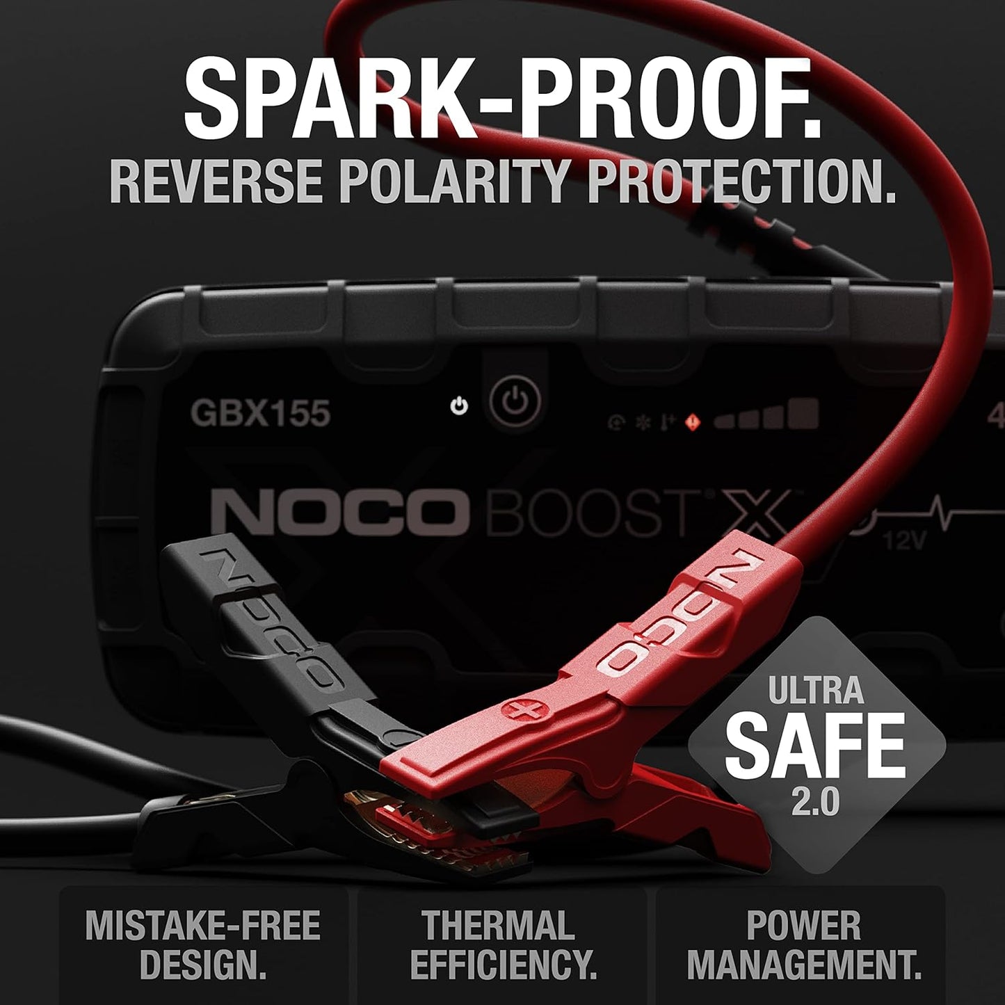 NOCO Boost X GBX155: 4250A UltraSafe Jump Starter – 12V Lithium Battery Booster Pack, Portable Jump Box, Power Bank & Jumper Cables - for 10.0L Gas and 8.0L Diesel Engines