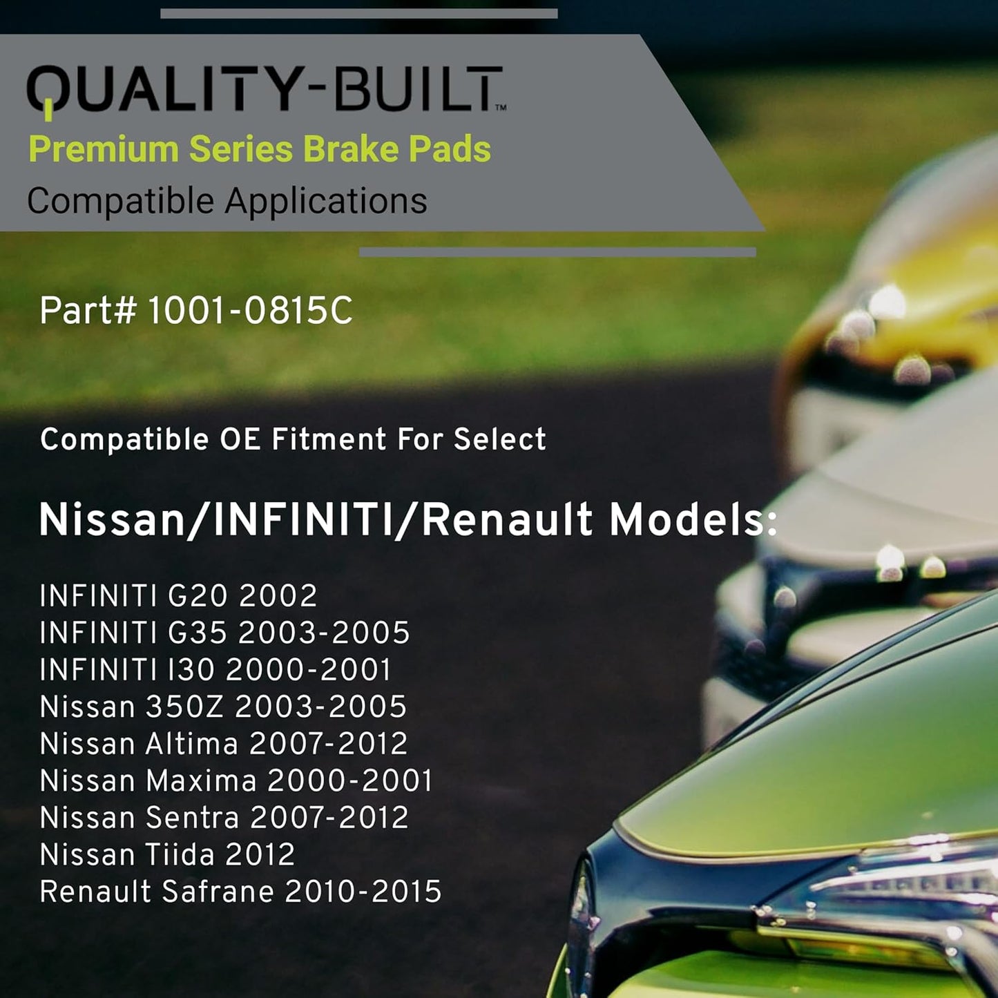 Premium Ceramic Front Brake Pads (1001-0815C) Compatible with 2000-2015 INFINITI/Nissan/Renault (350Z/Altima/G20/G35/I30/Maxima/Safrane/Sentra/Tiida)